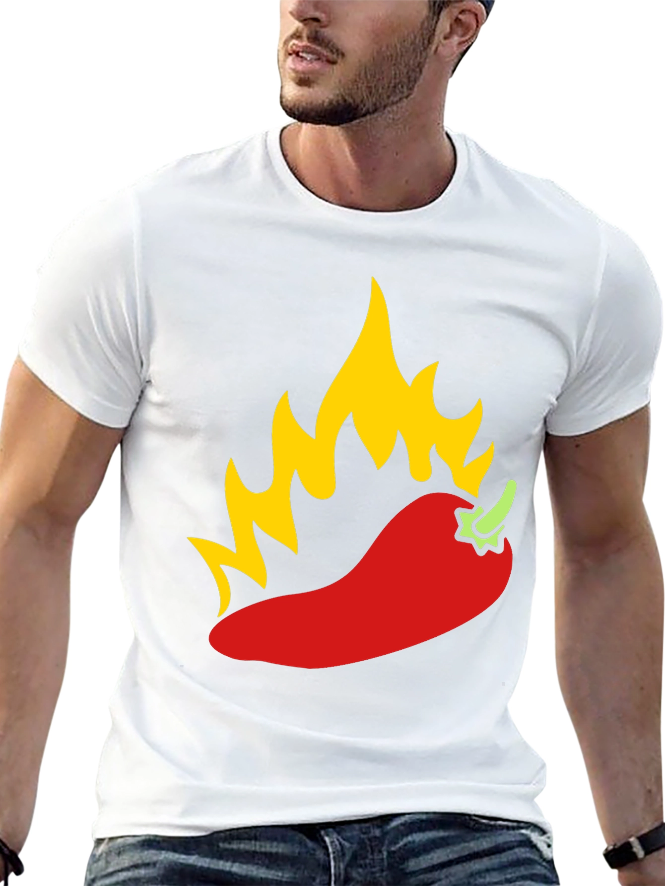 Fiery Chili Pepper Graphic Tee - Black Cotton T-Shirt