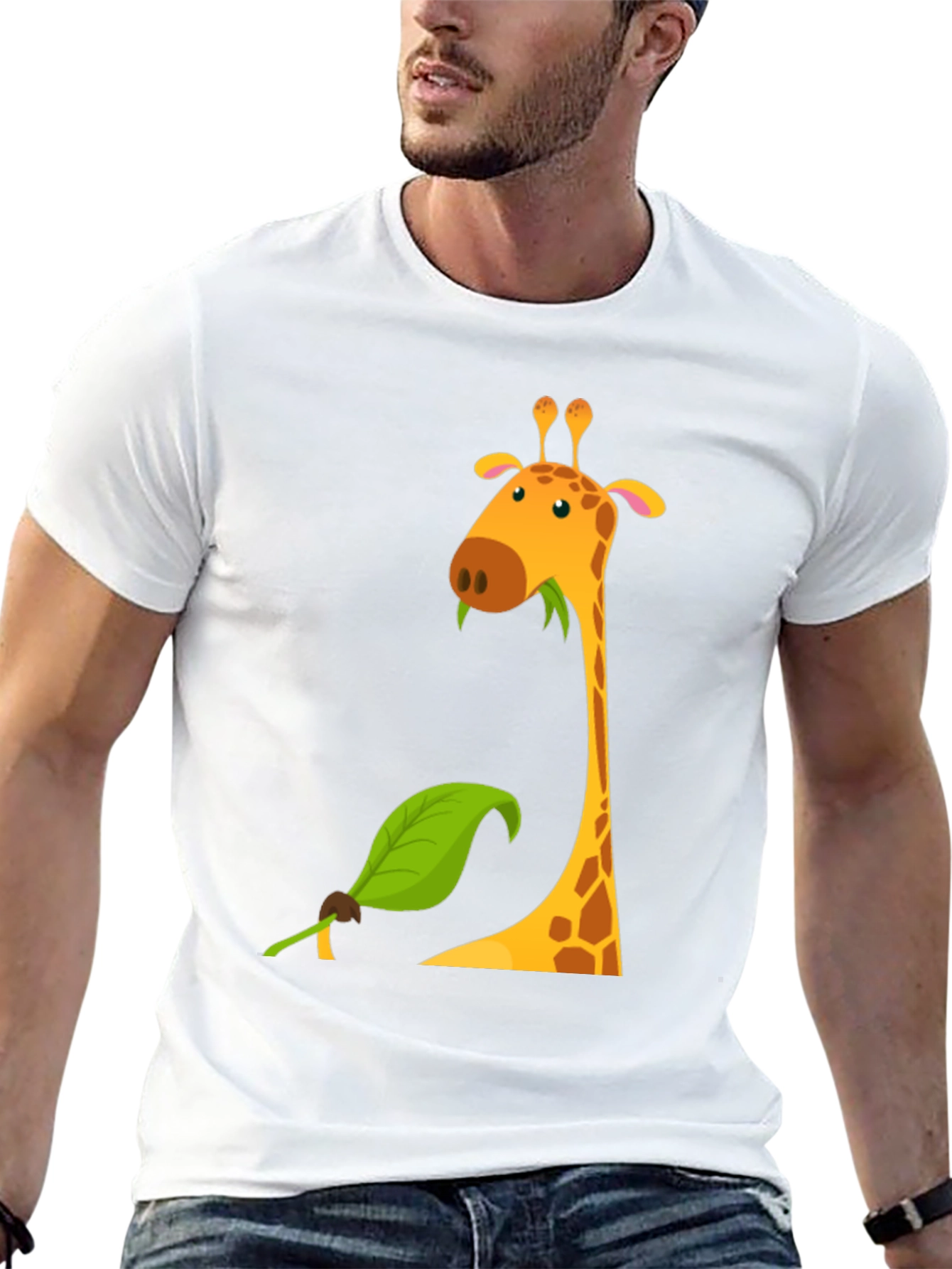 Giraffe Graphic Tee - Black Cotton Blend