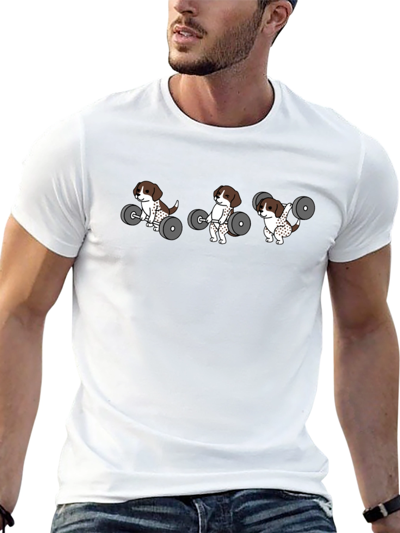 Weightlifting Dog Graphic Tee - Black Cotton T-Shirt