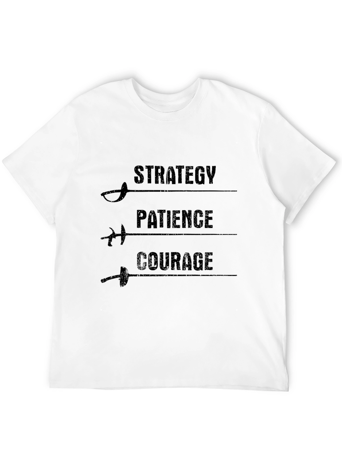 Strategy Patience Courage Fencing Graphic Tee