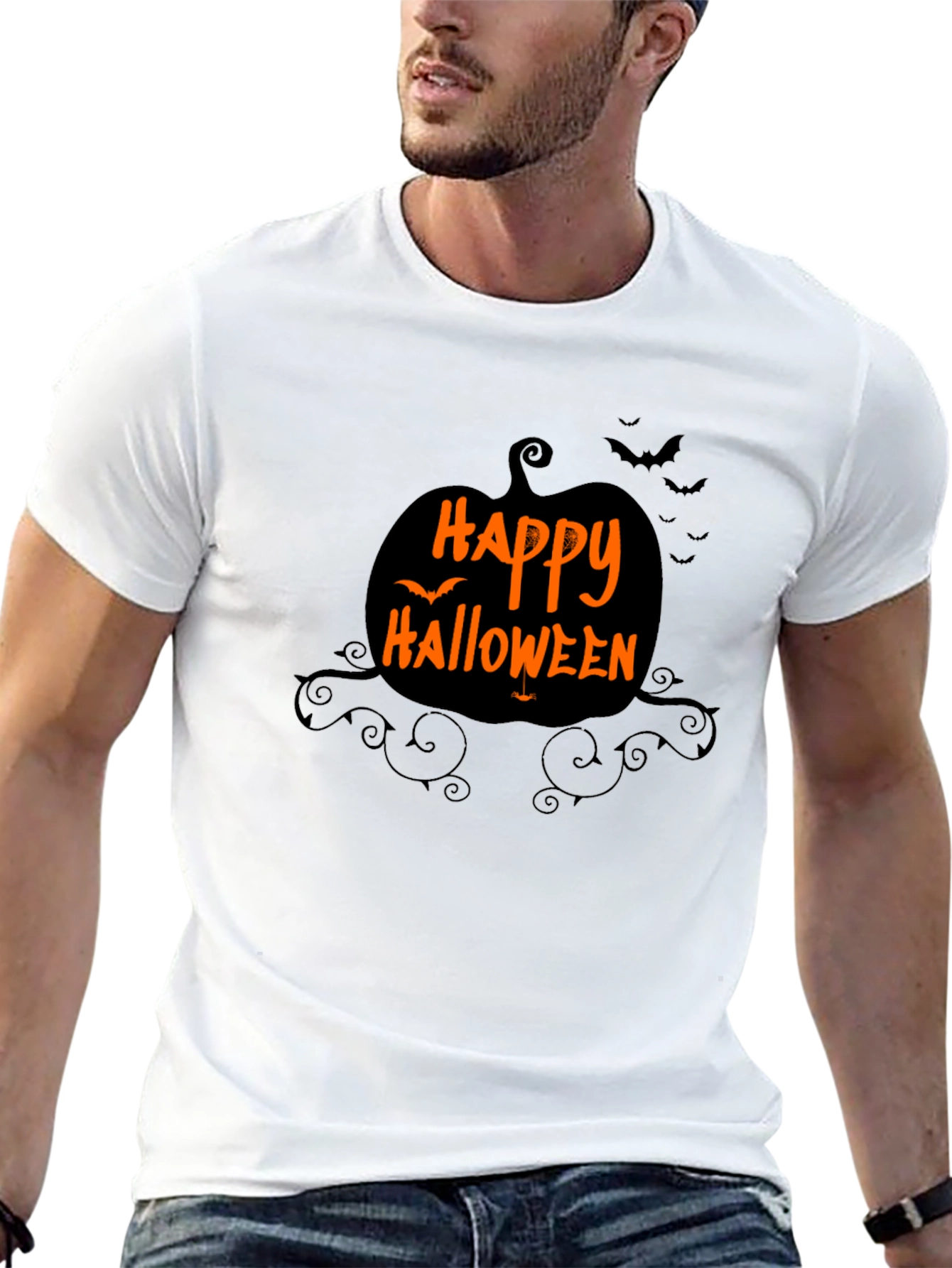 Happy Halloween Pumpkin Graphic Black T-Shirt