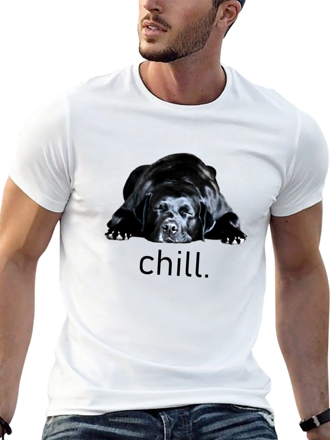 Chill Dog Graphic Tee - Black Relaxed Fit T-Shirt