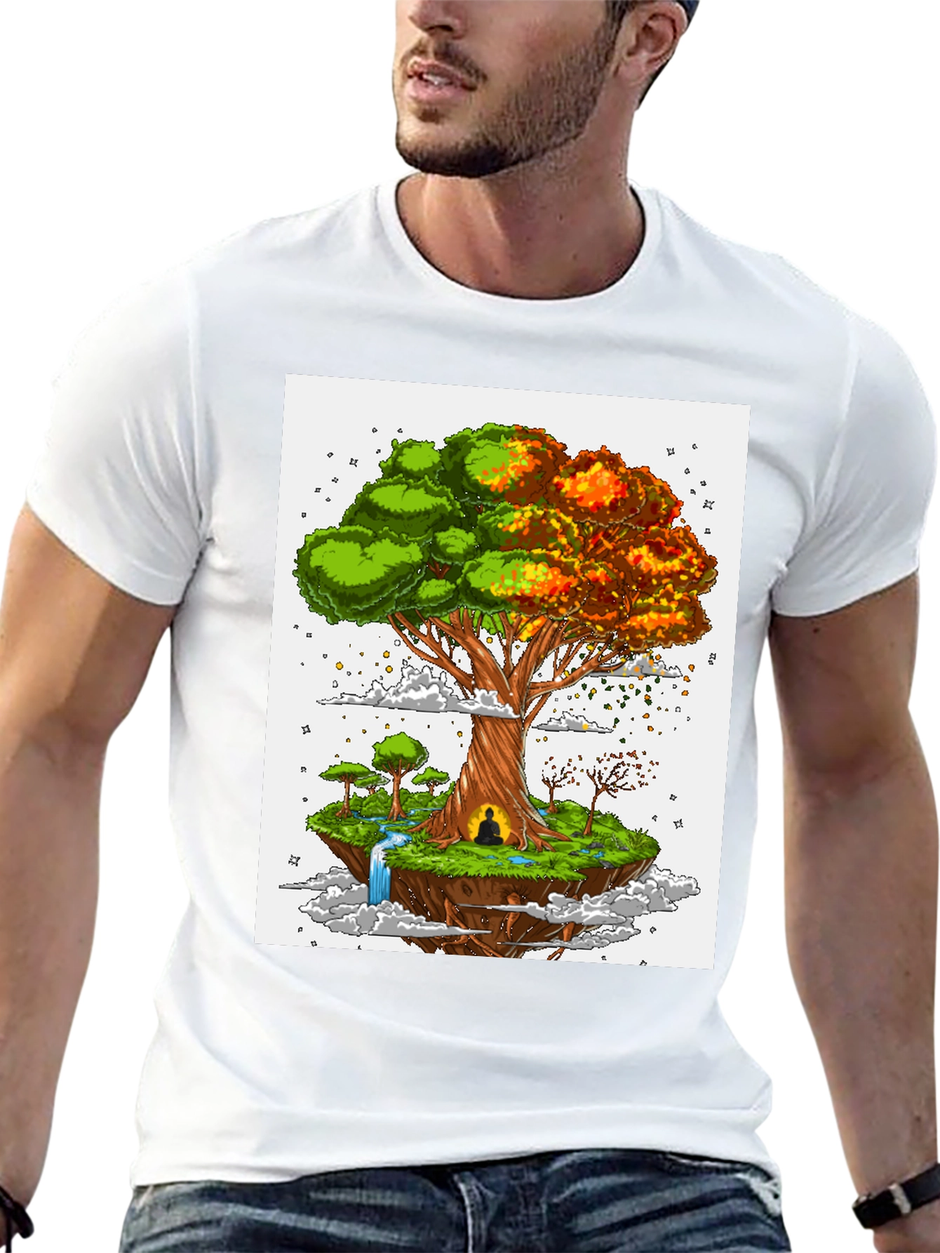 Nature Tree Floating Island Graphic T-Shirt