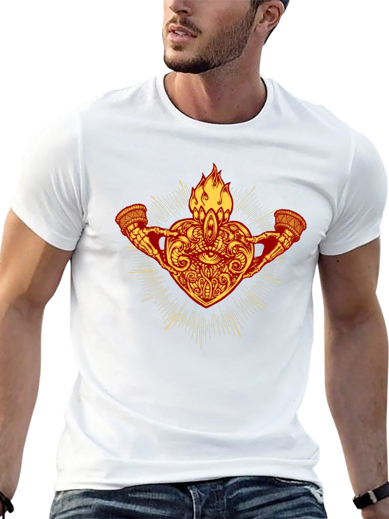 Flaming Heart Graphic T-Shirt - Unique Design