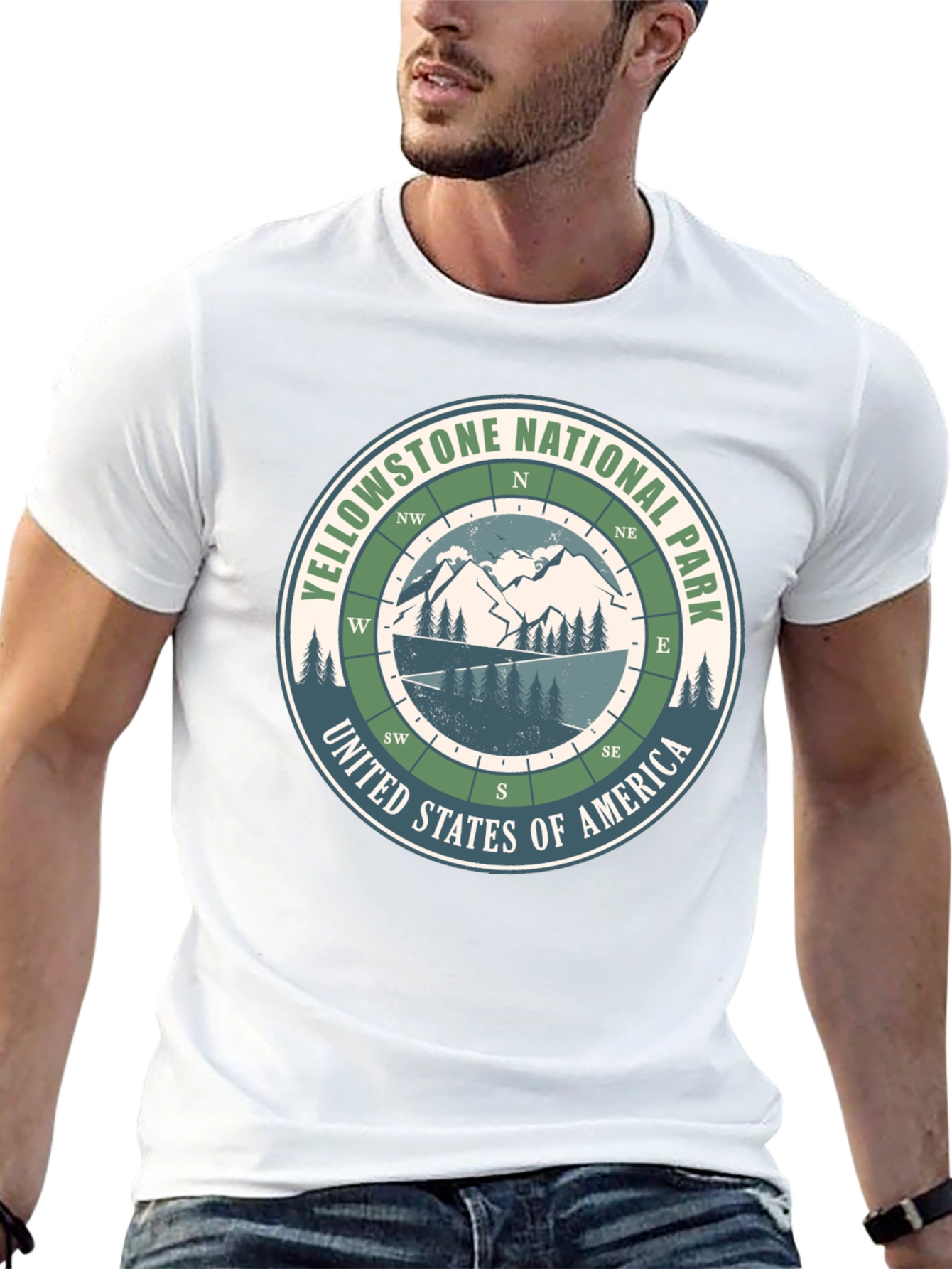 Yellowstone National Park Compass Graphic T-Shirt