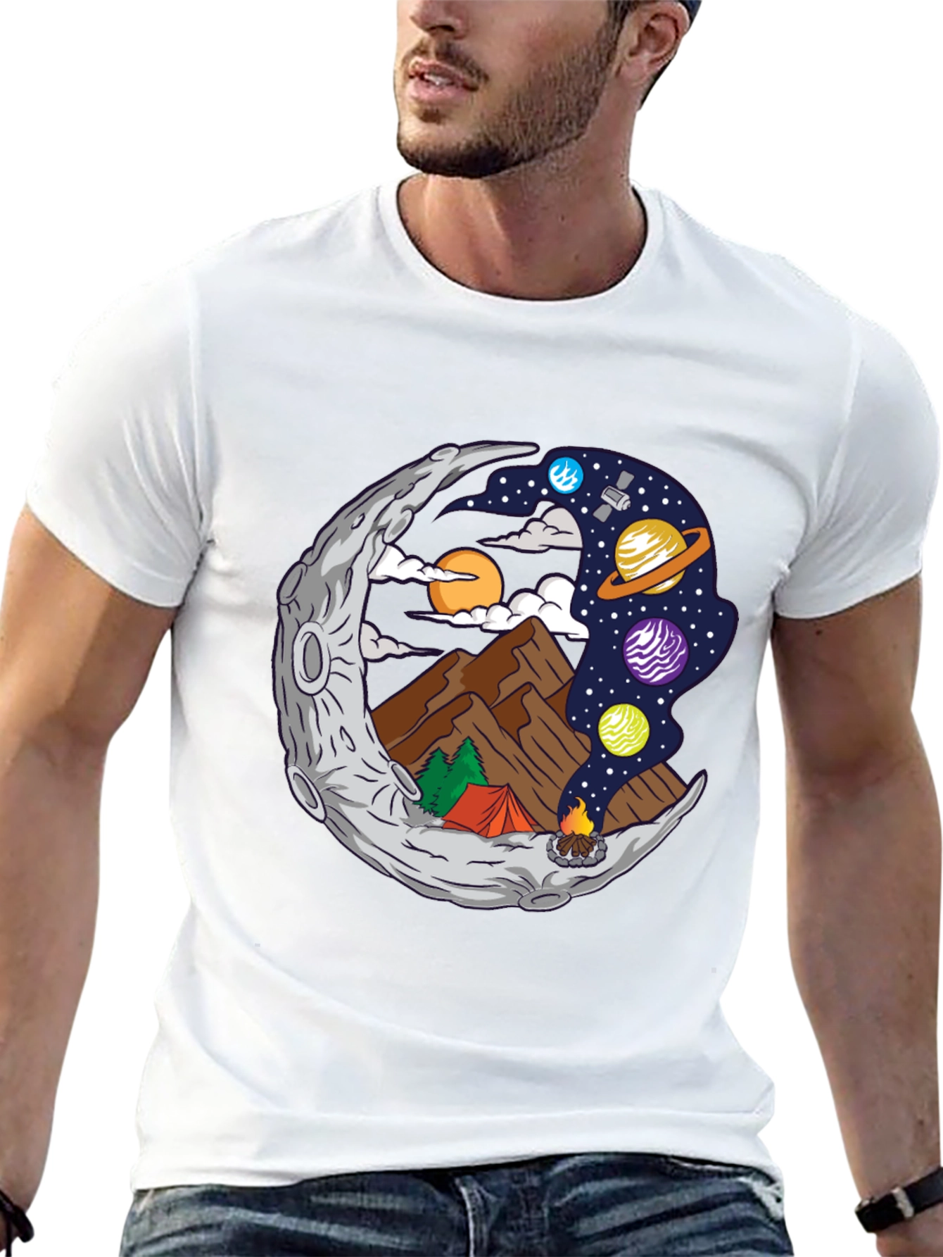 Camping Moon T-Shirt - Adventure Awaits!