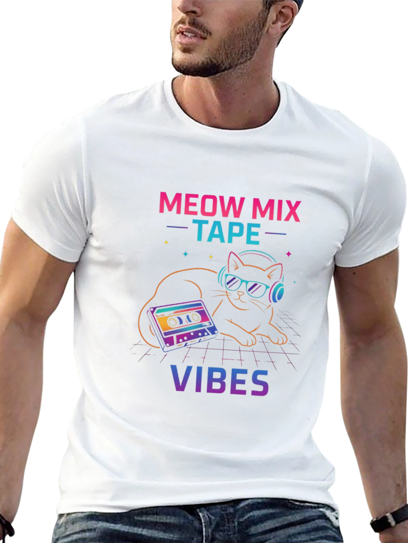 Meow Mix Tape Vibes Graphic T-Shirt