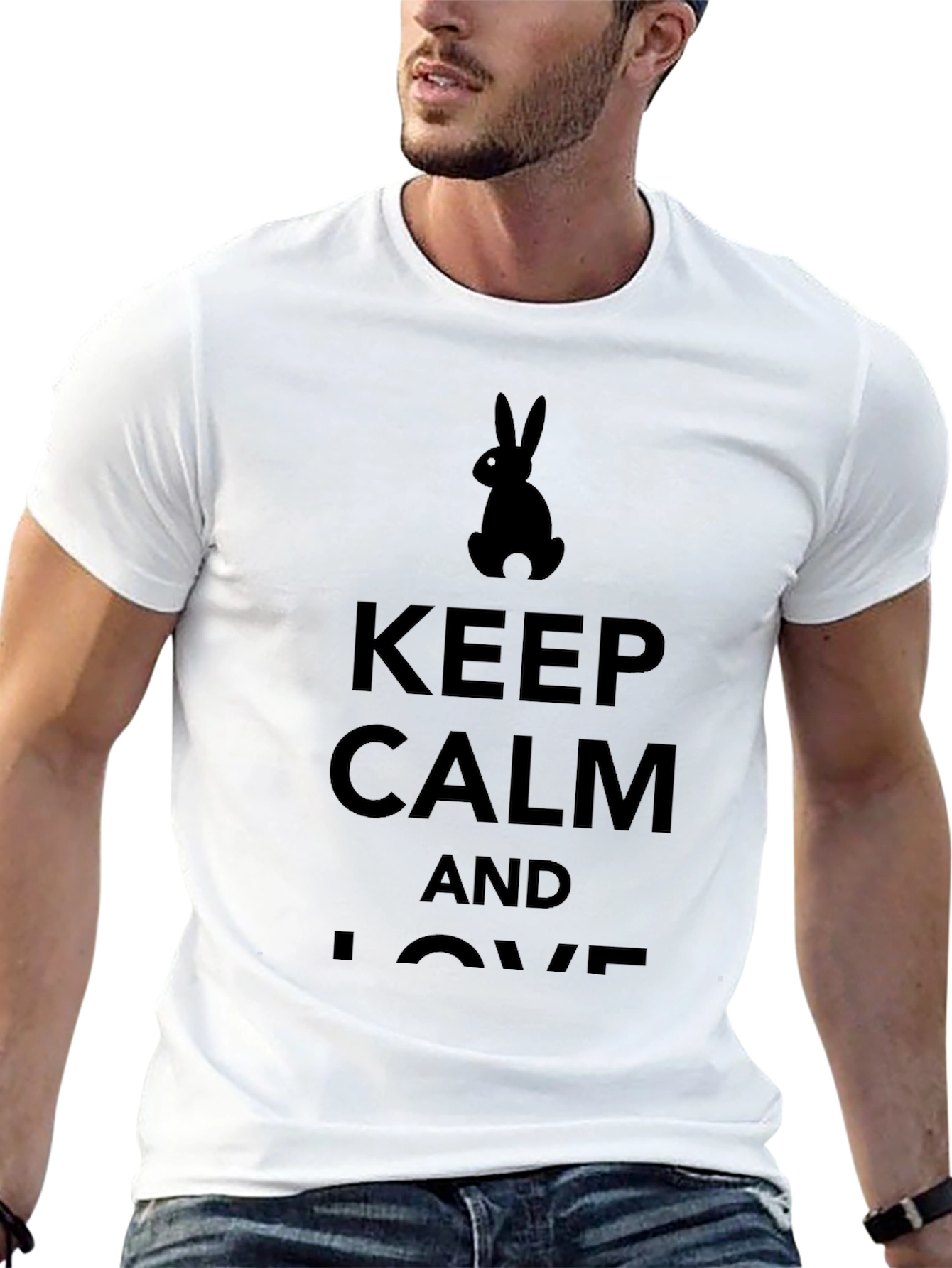 Keep Calm and Love Bunny T-Shirt - Black