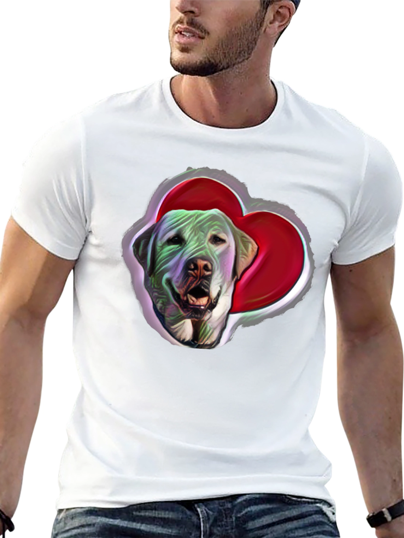 Dog with Heart Graphic Tee - Black