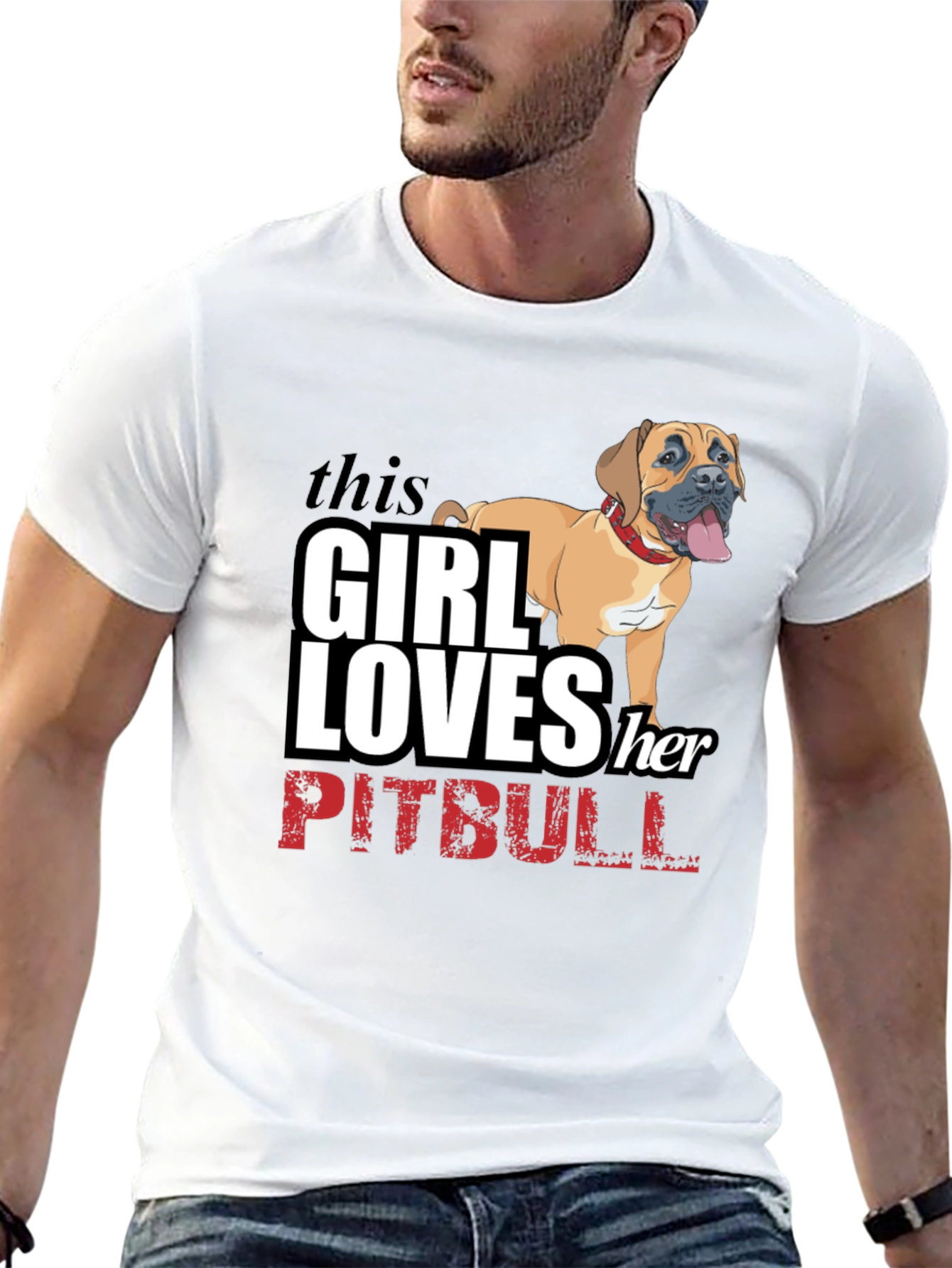 Girl Loves Her Pitbull Black T-Shirt