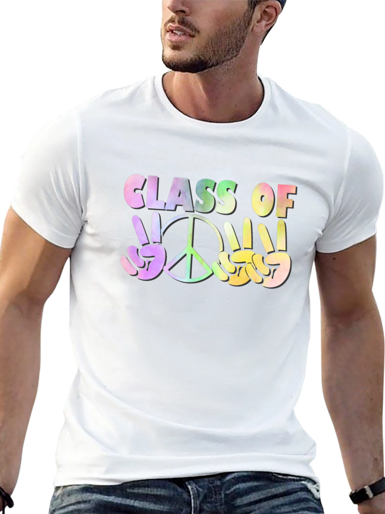 Class Of Peace Sign Graphic T-Shirt - Black