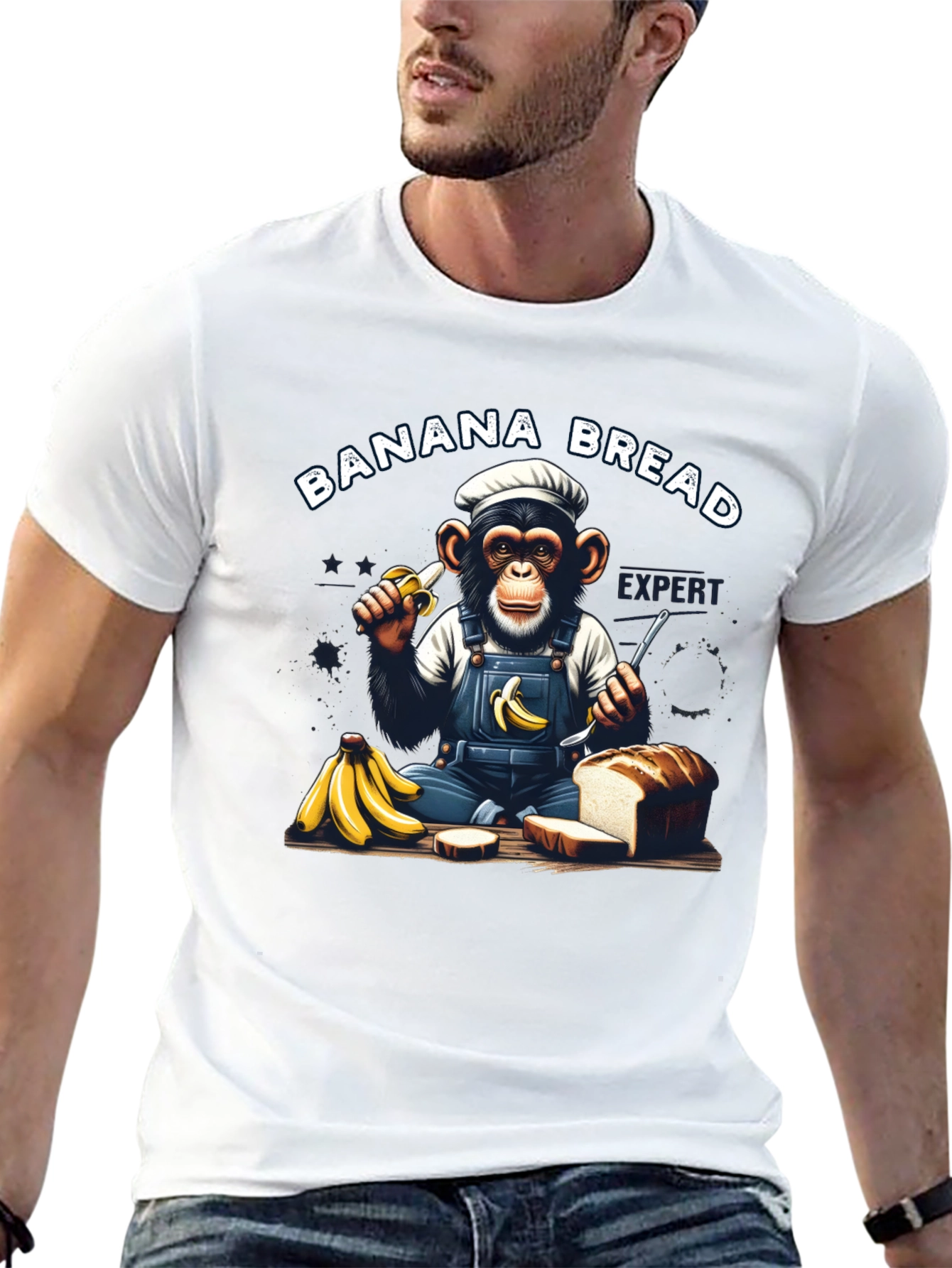 Banana Bread Expert T-Shirt Monkey Chef Design