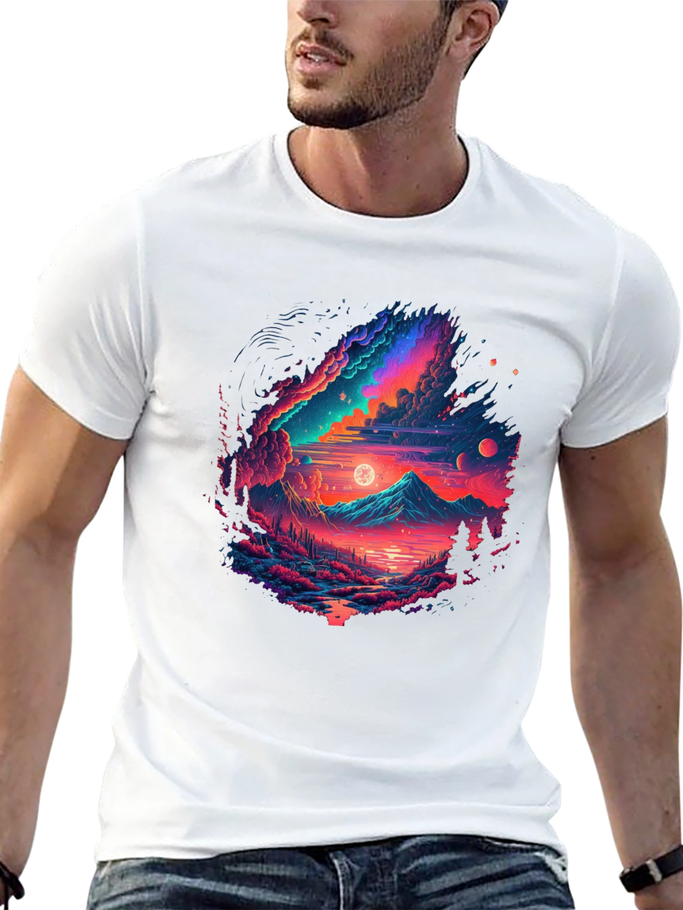 Neon Galaxy Graphic T-Shirt - Unisex Black Tee