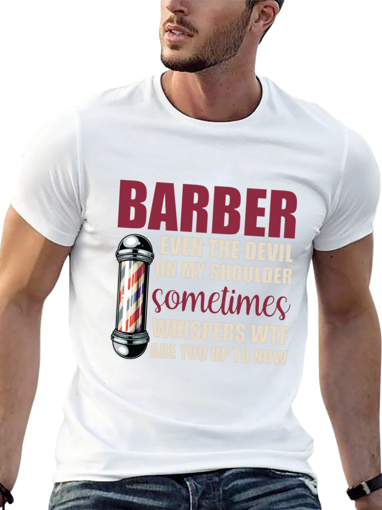 Barber Devil Shoulder Graphic T-Shirt