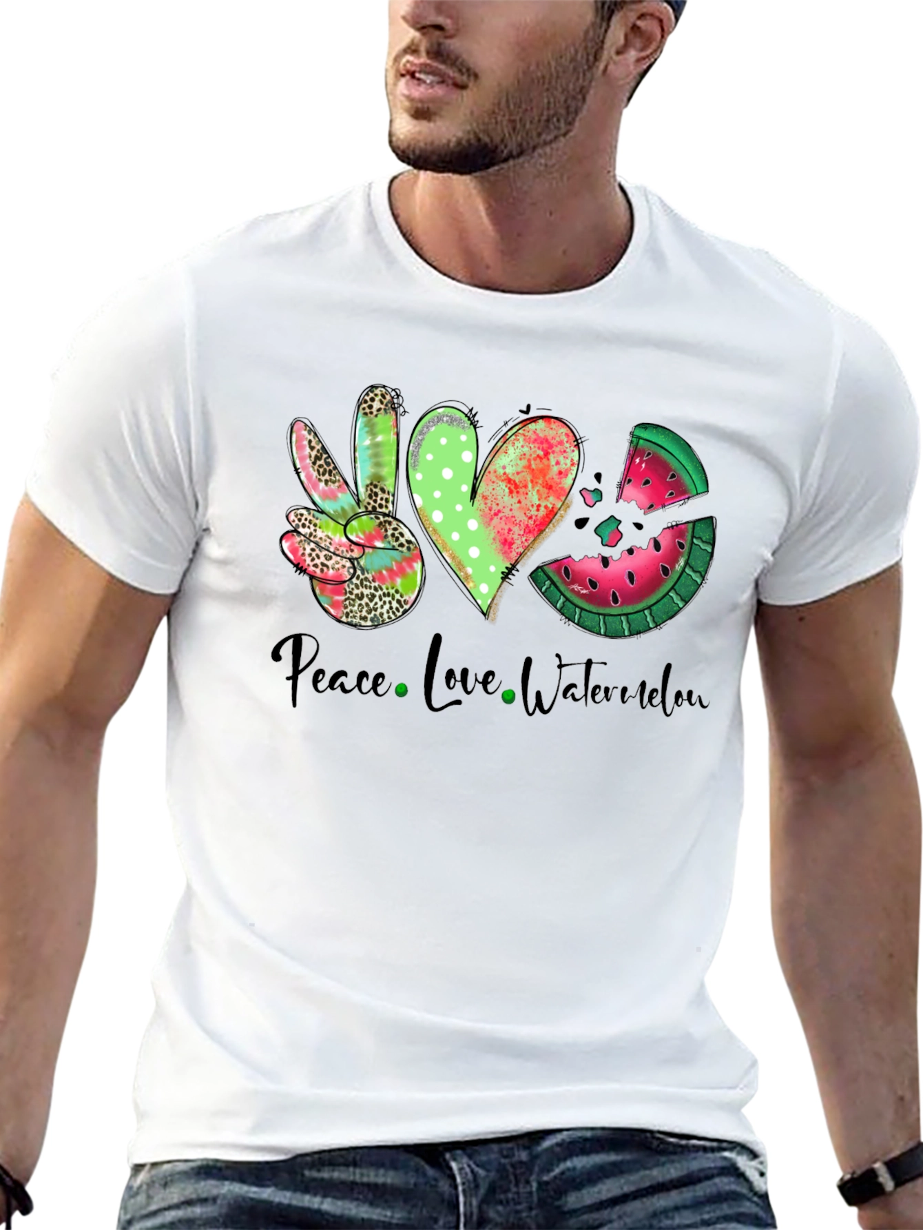 Peace Love Watermelon Graphic T-Shirt