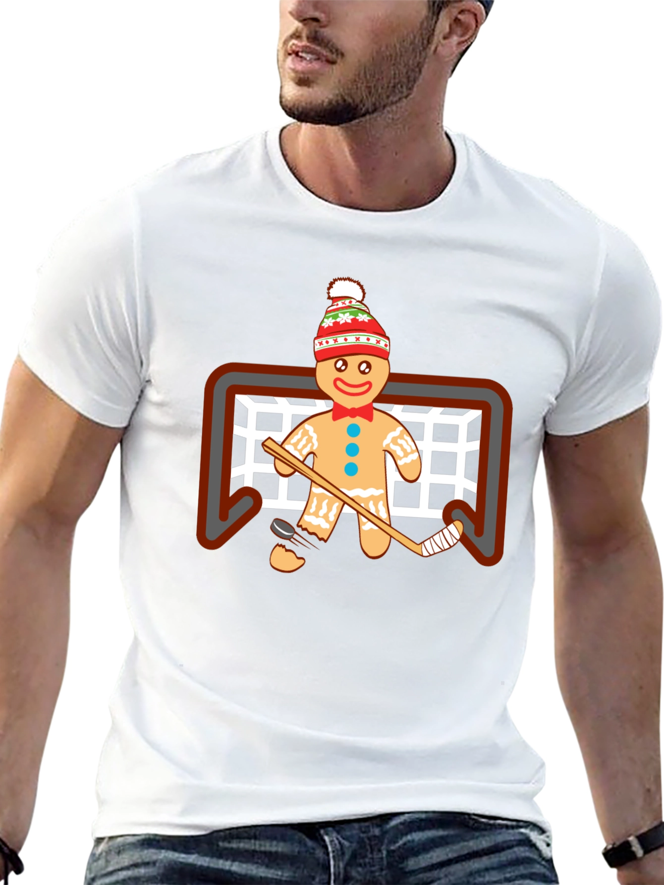 Gingerbread Hockey T-Shirt - Holiday Fun!