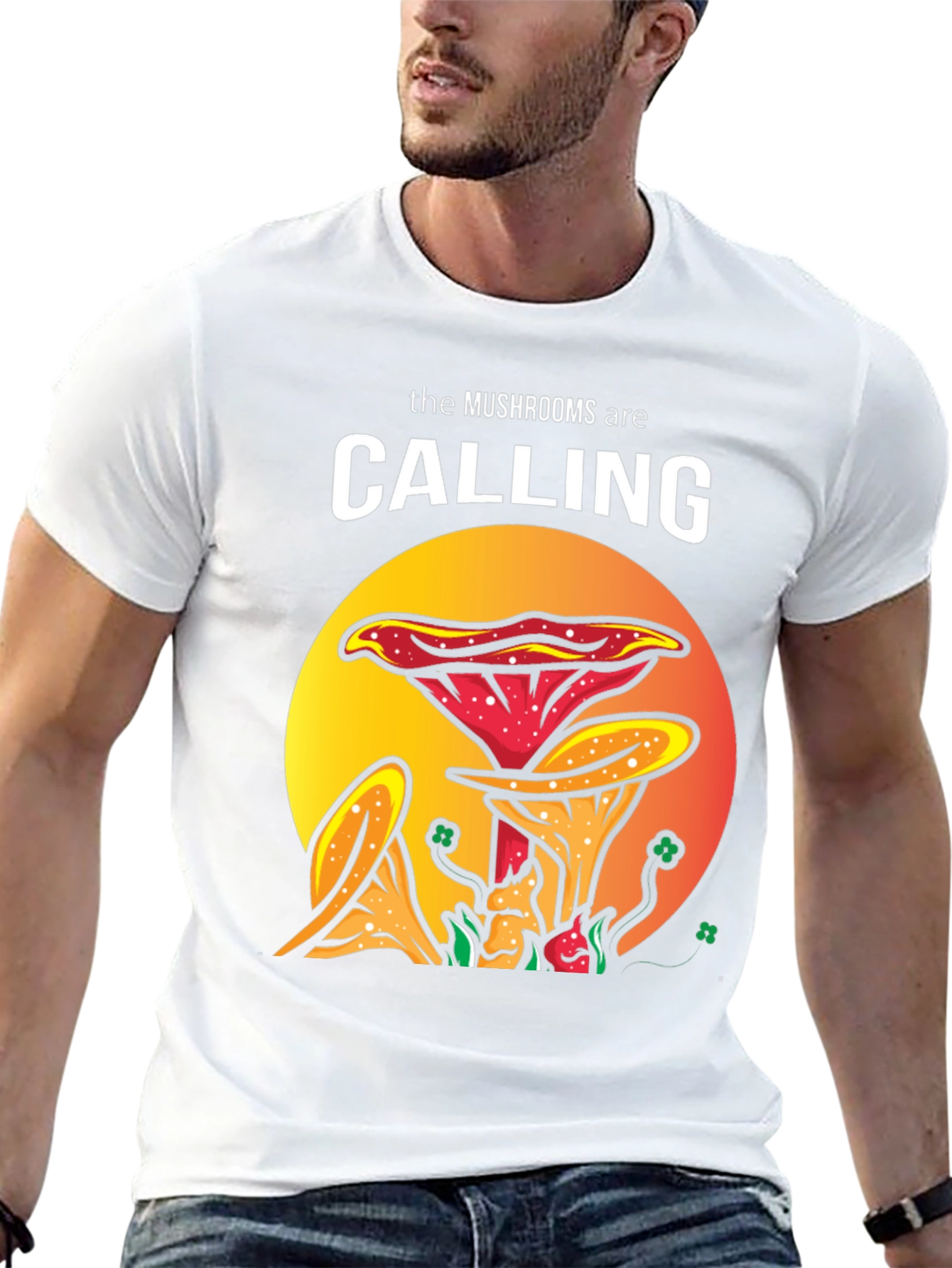 Mushroom Calling Graphic Tee - Funky Unisex T-Shirt