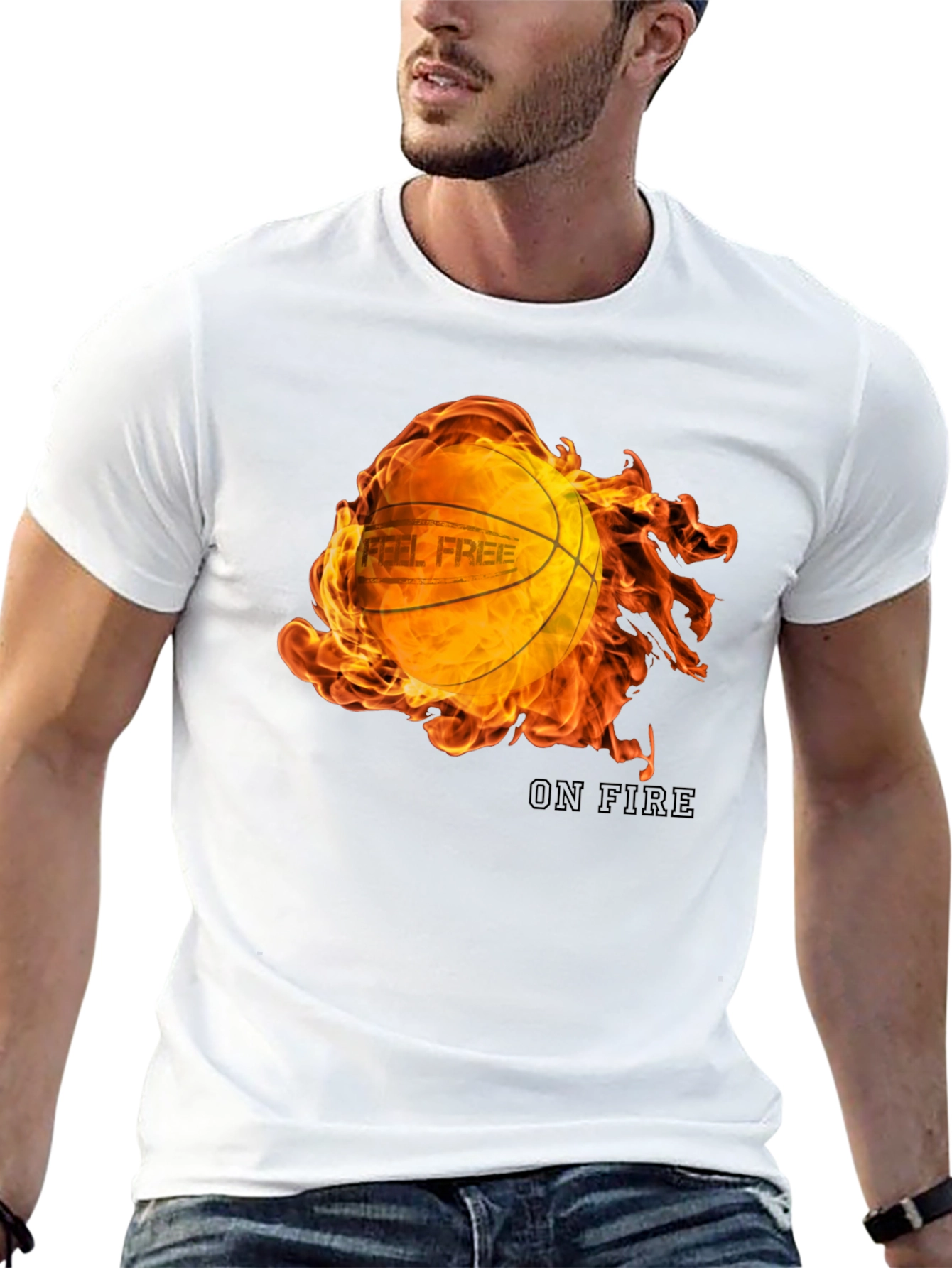 Feel Free On Fire Basketball Graphic T-Shirt