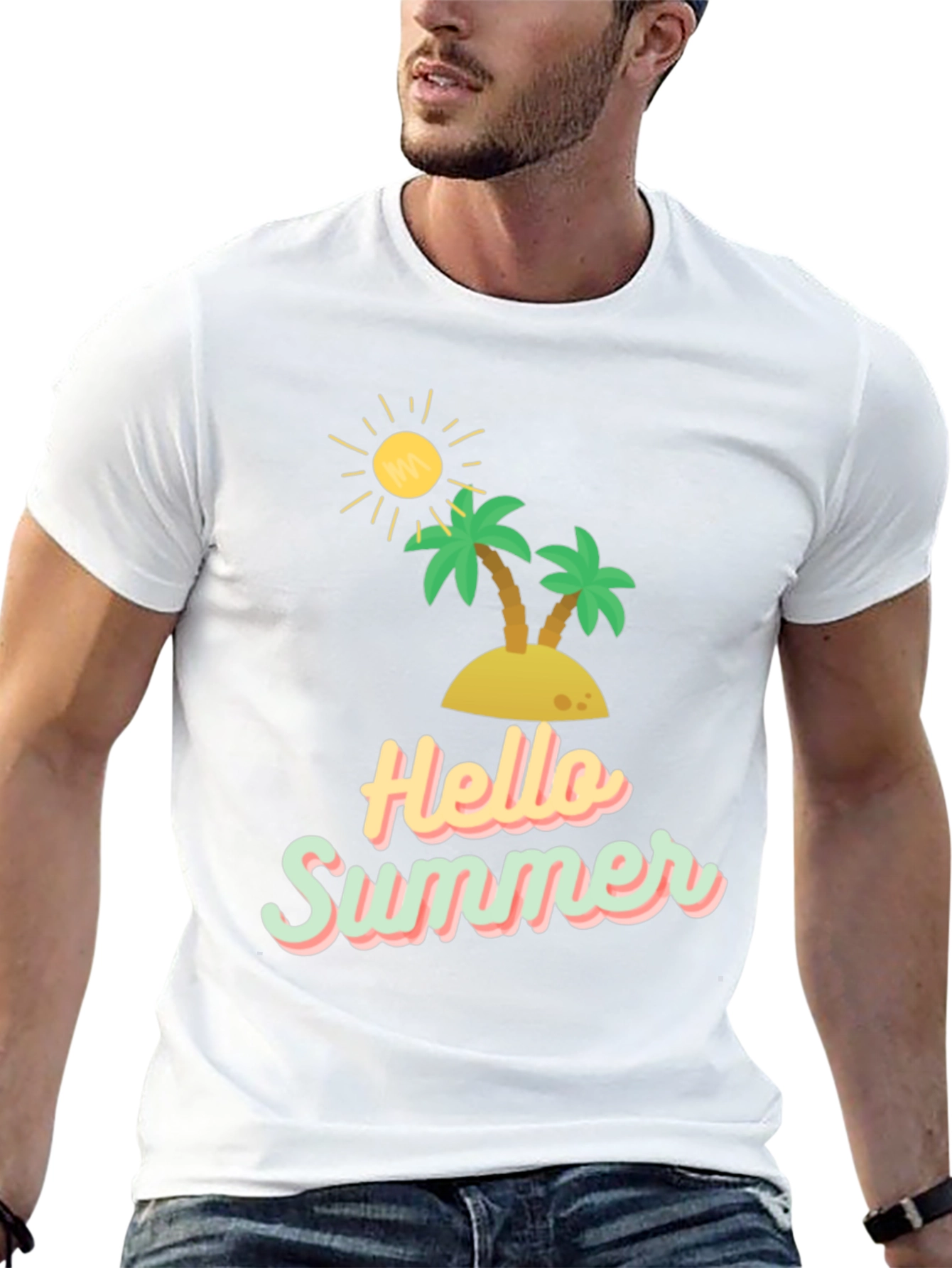Hello Summer Graphic Tee - Black Casual T-Shirt
