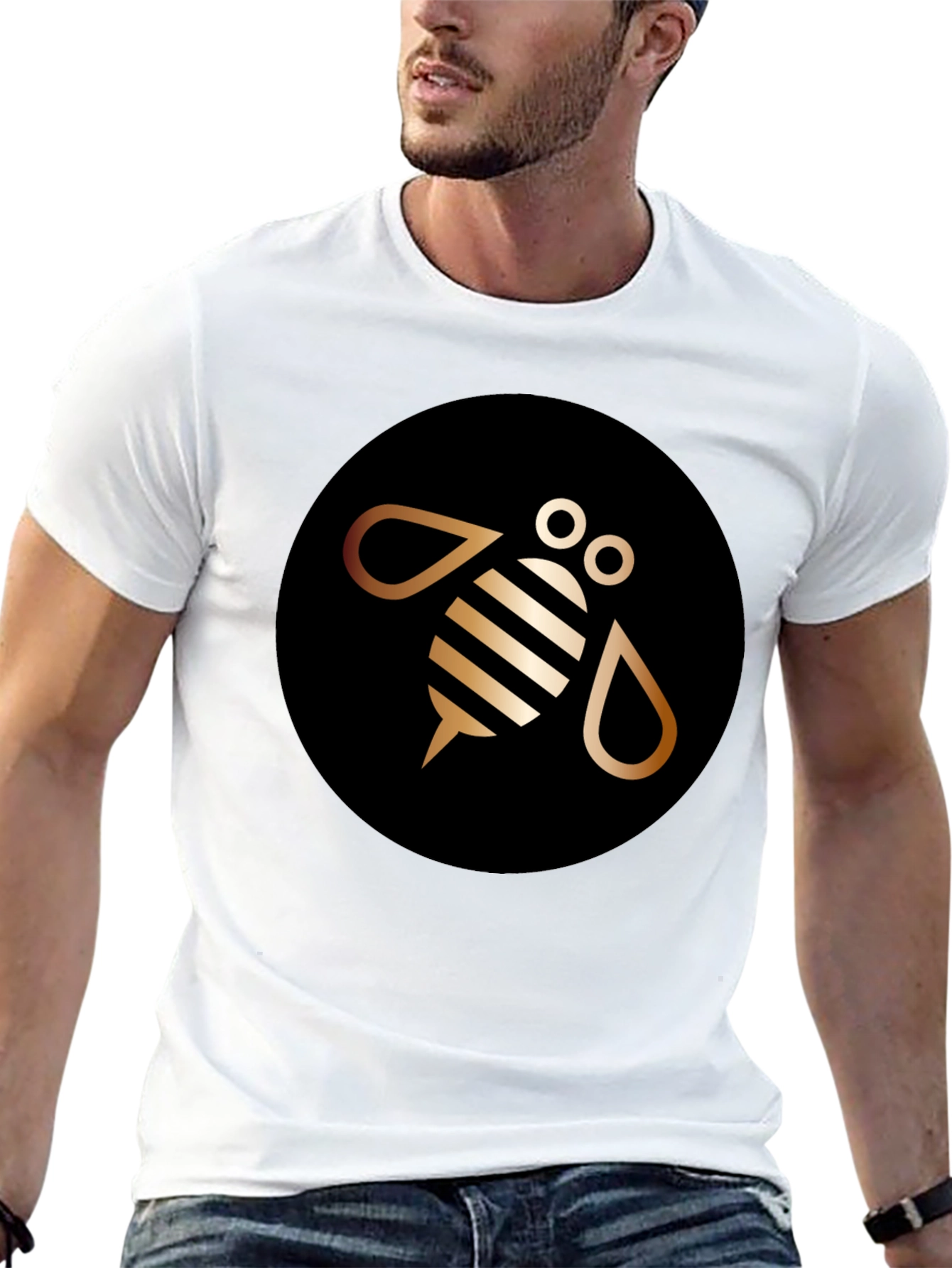 Modern Bee Graphic Tee - Black Cotton Blend
