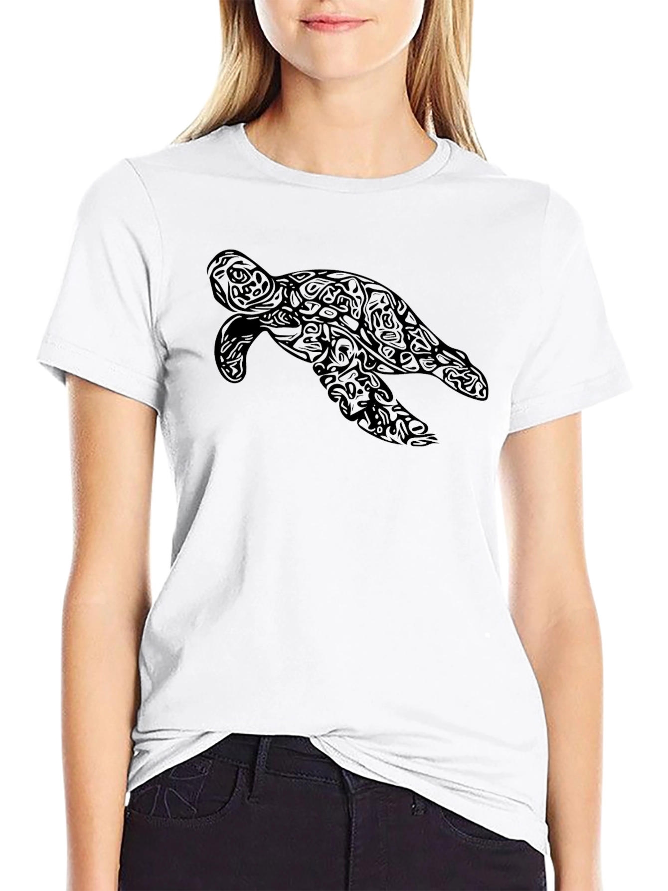 Mens Black Turtle Graphic T-Shirt
