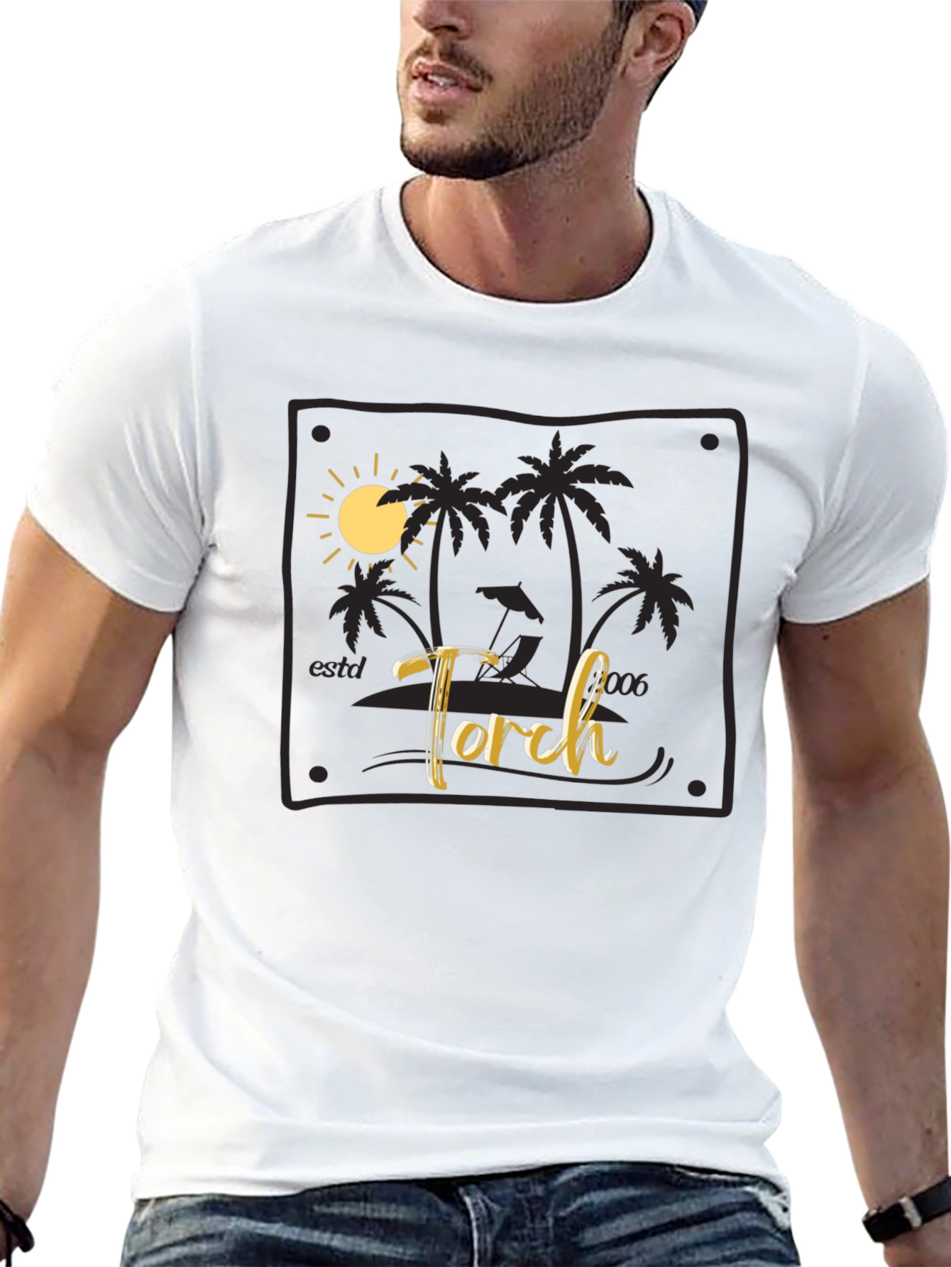 Torch Beach Scene Black T-Shirt