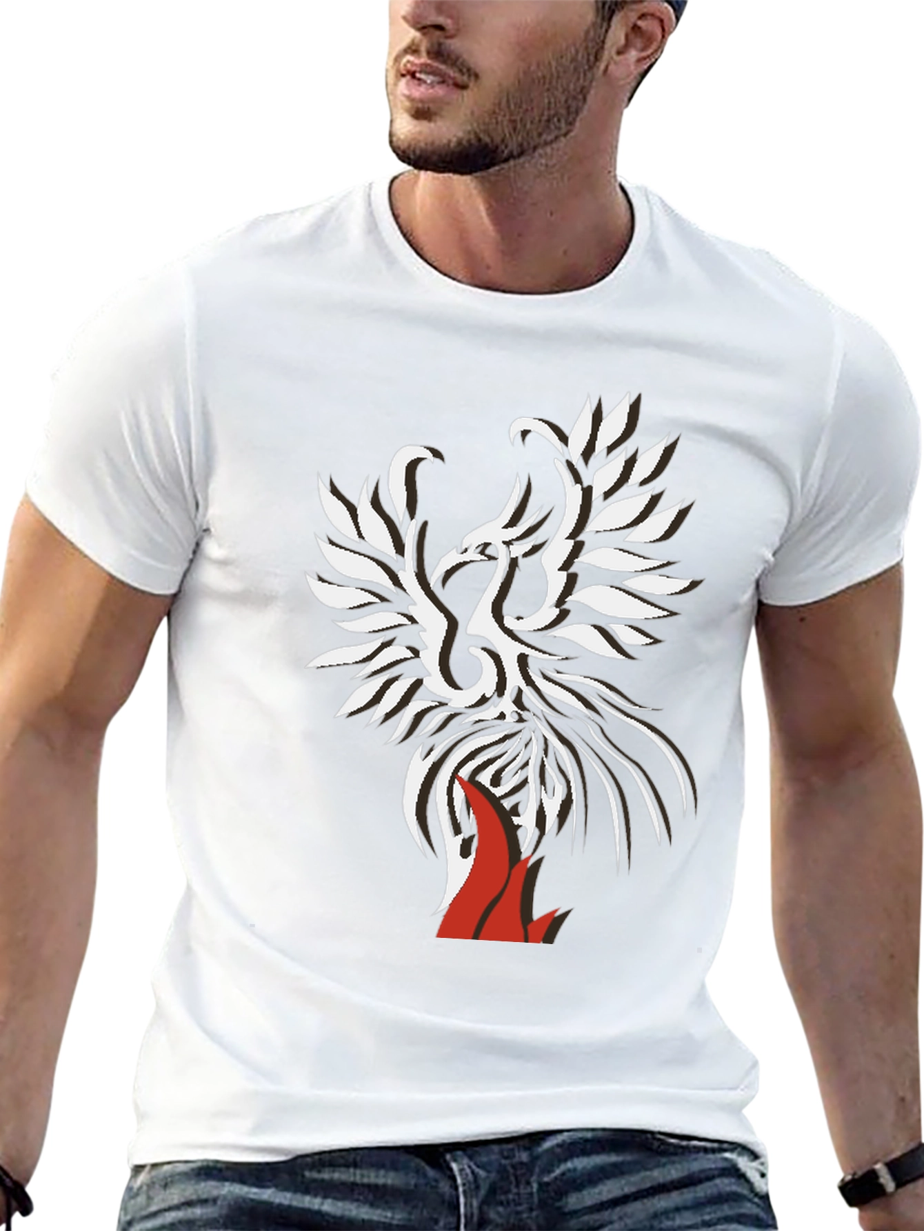 Phoenix Graphic Print Tee - Black