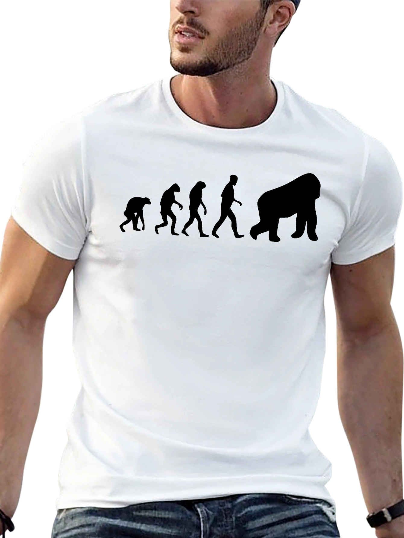 Evolution to Gorilla Graphic Black T-Shirt