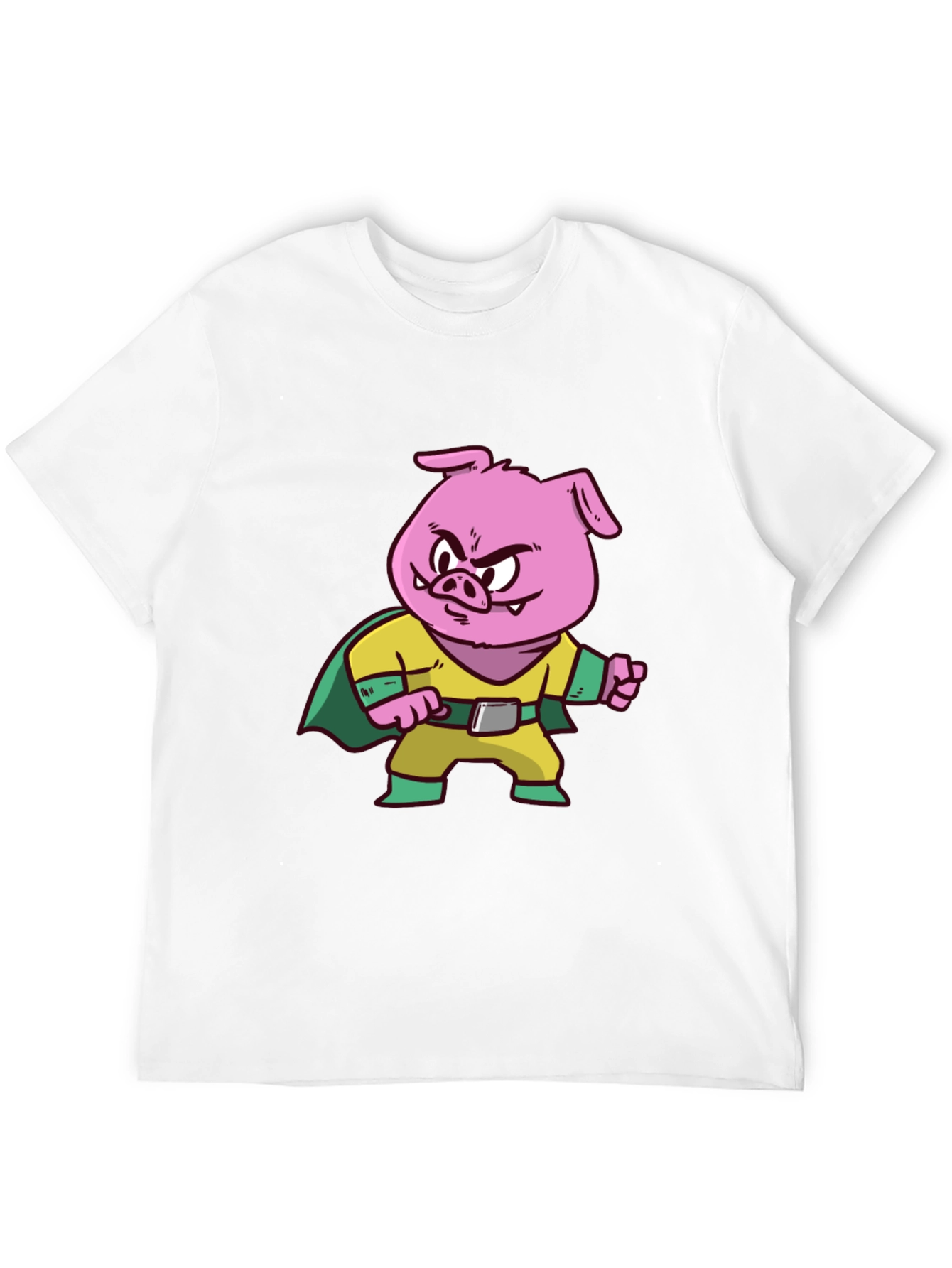 Pig Superhero Graphic Tee - Black Cotton Blend