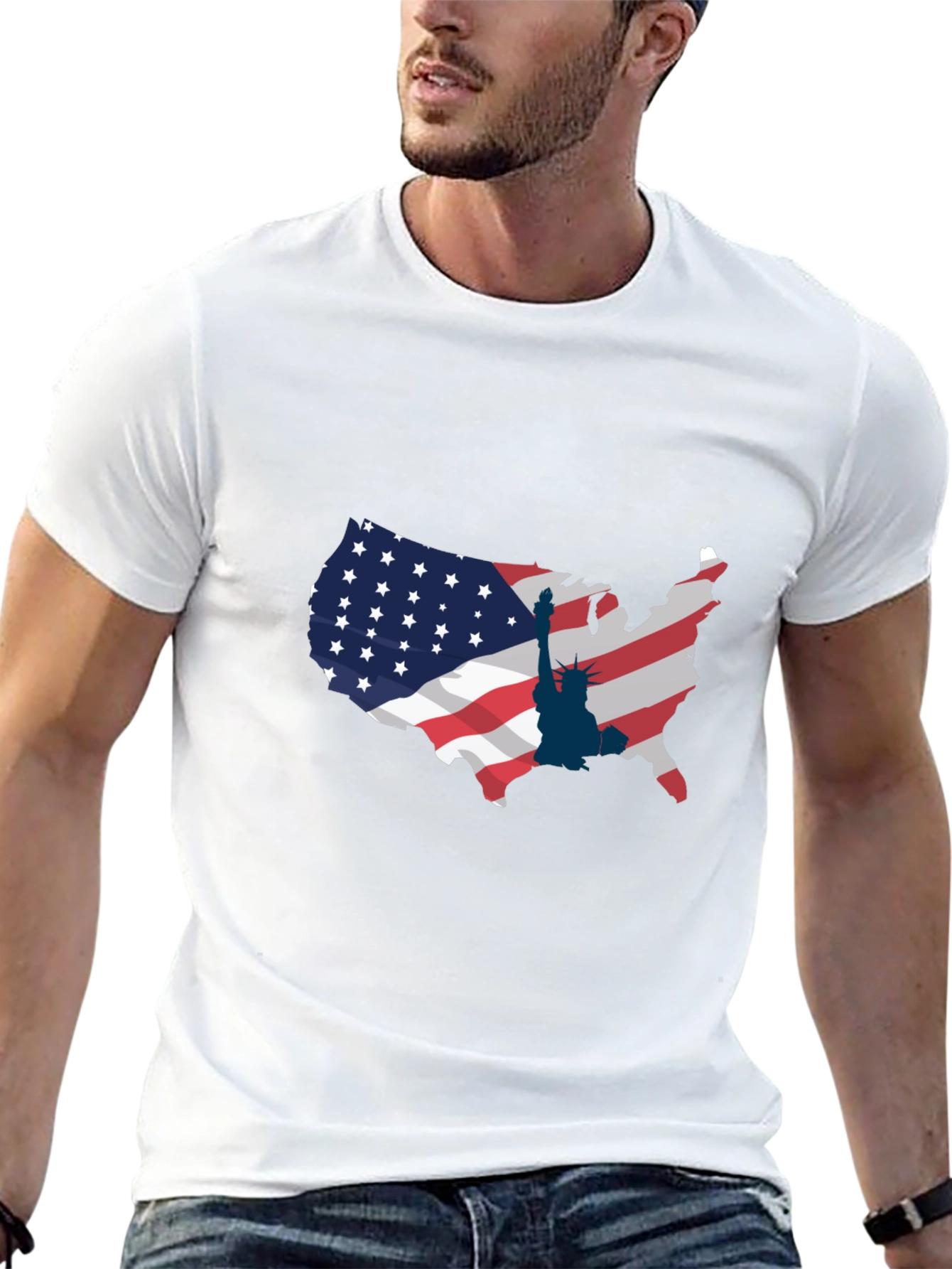 USA Map & Statue of Liberty Graphic Tee