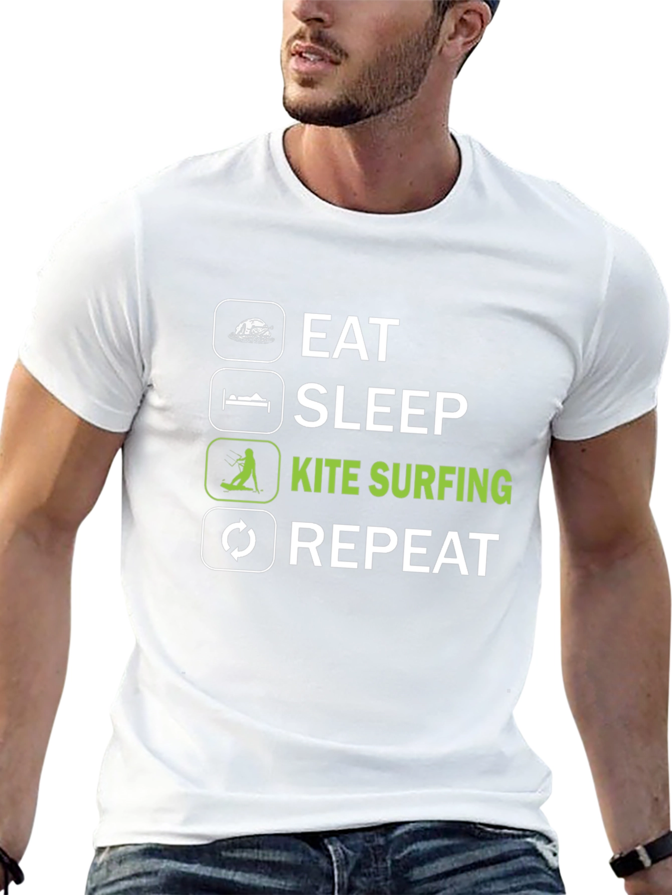 Eat Sleep Kite Surfing Repeat Graphic Tee