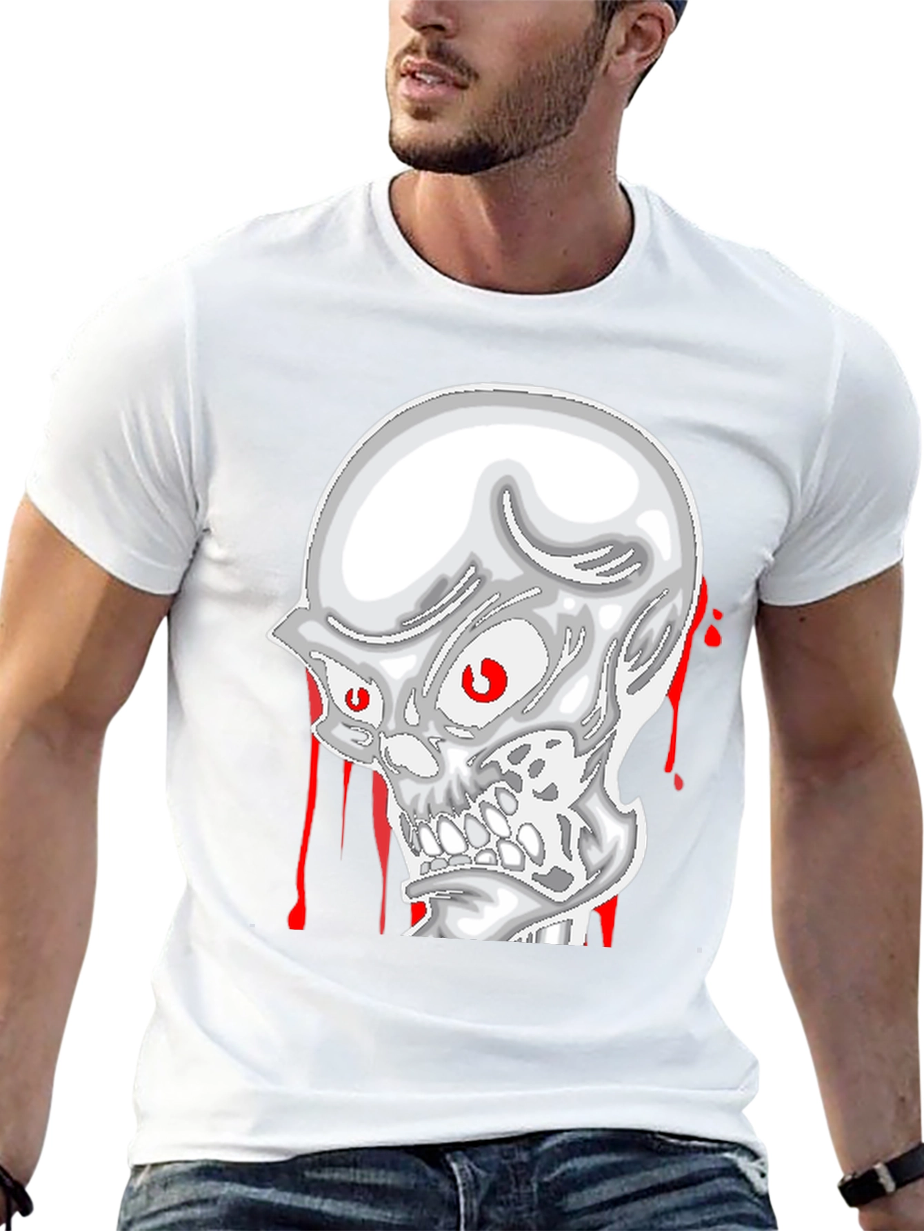 Skull Graphic Tee - Mens Black Cotton T-Shirt