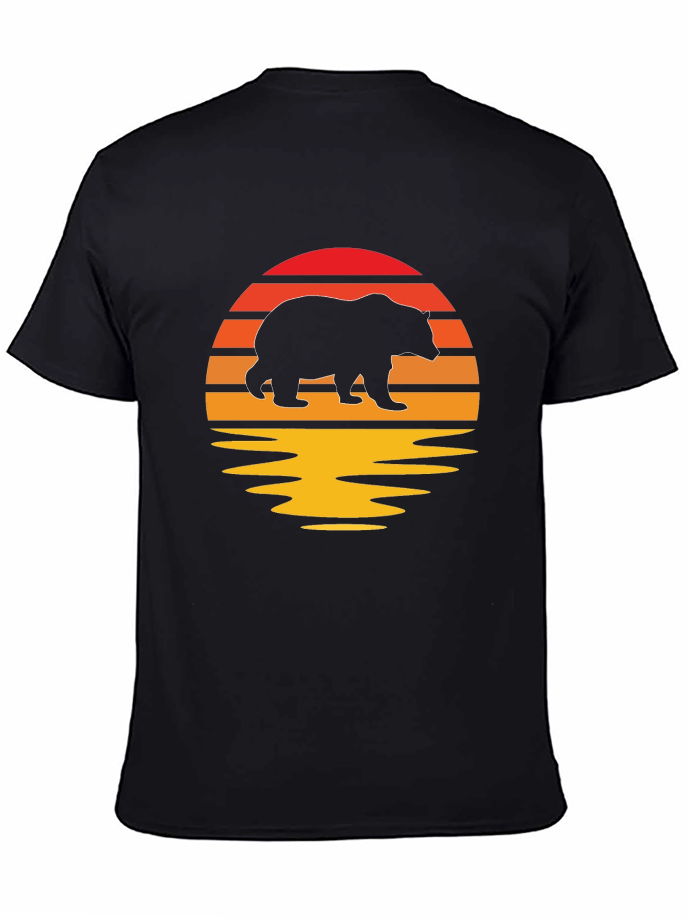 Bear Sunset Graphic T-Shirt - Black