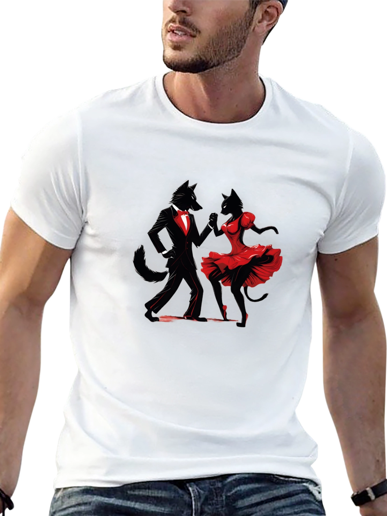 Dancing Wolves Black T-Shirt