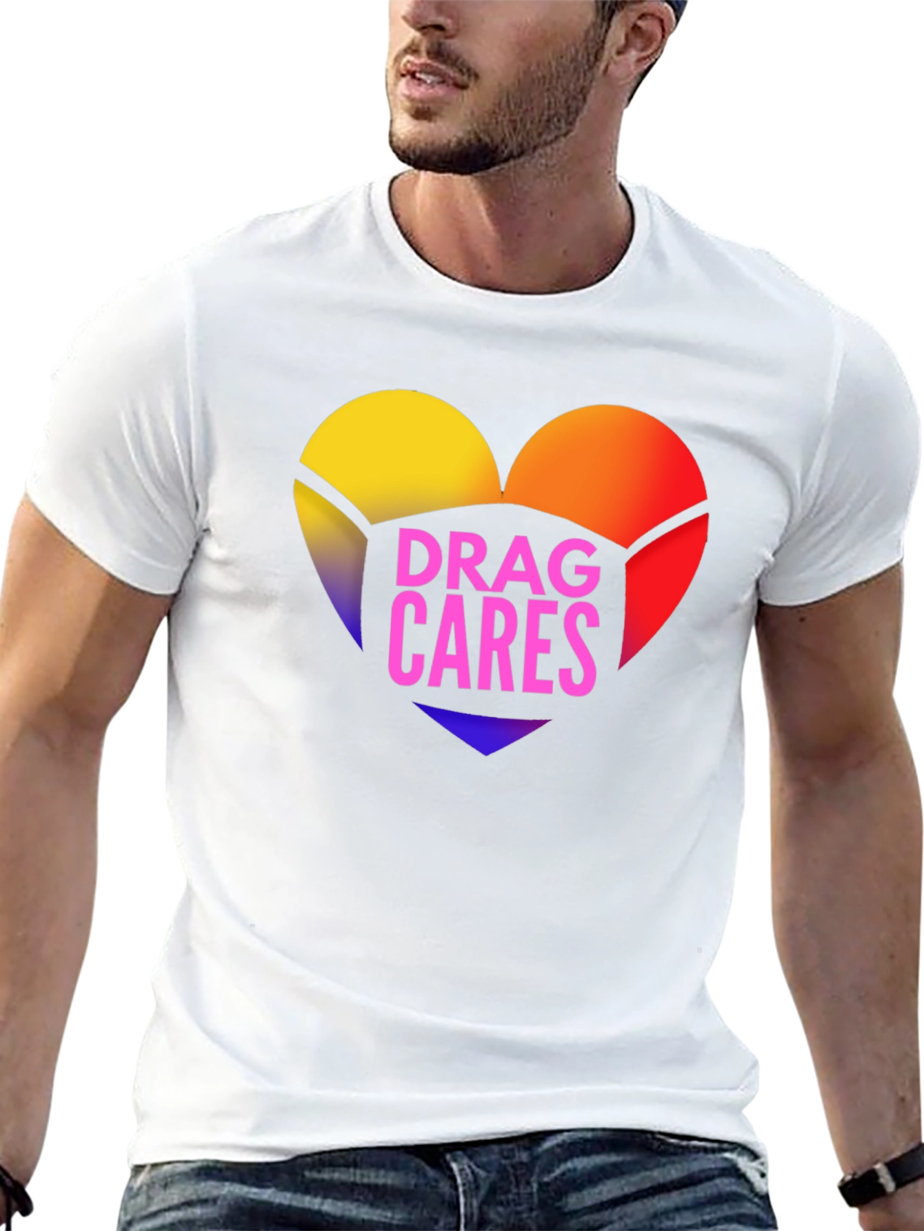 Drag Cares T-Shirt - Heart Graphic Tee