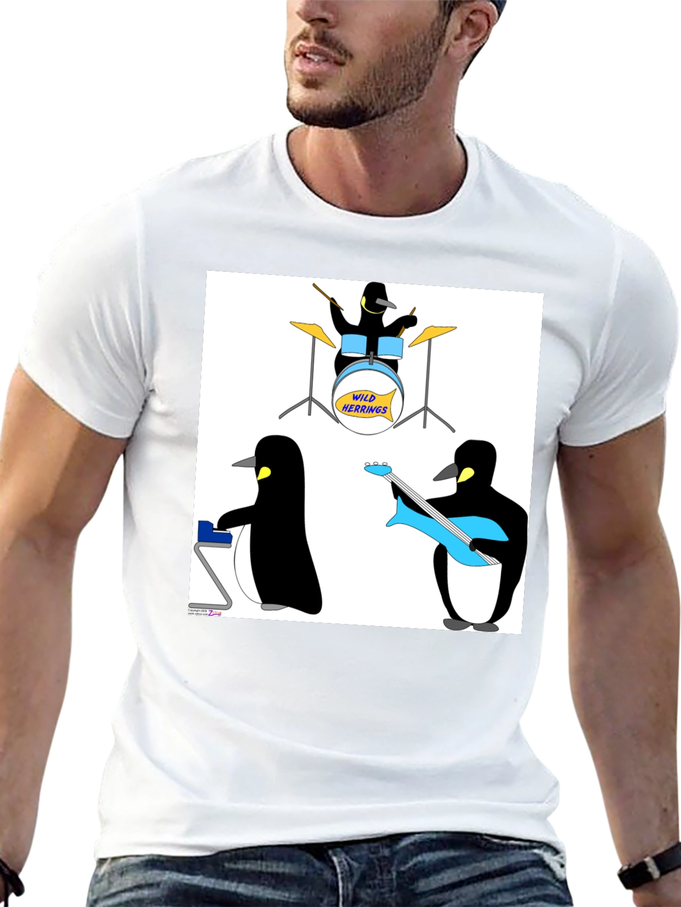 Penguin Band Graphic Tee - Black Cotton T-Shirt