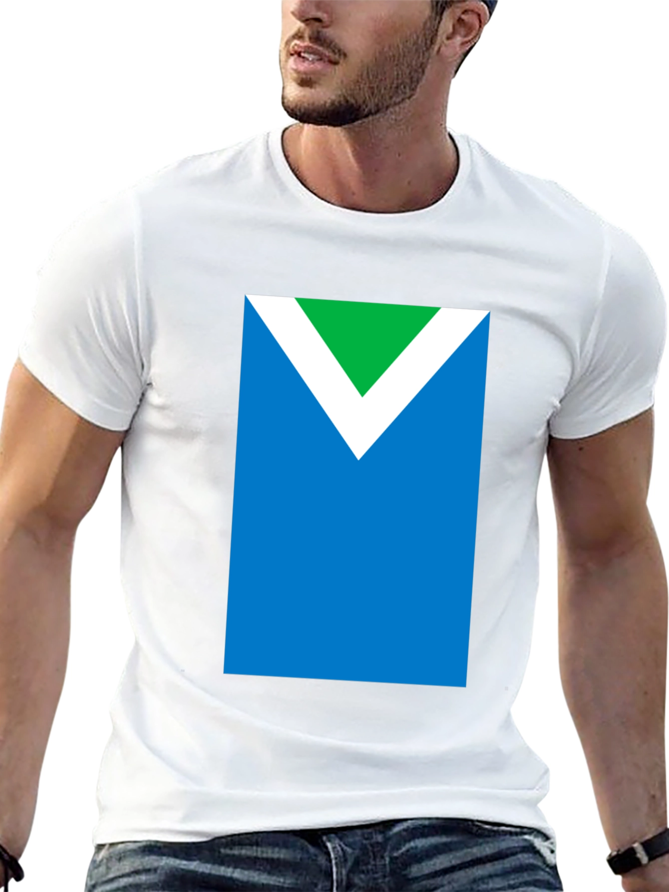 Vegan Symbol T-Shirt - Green White and Blue