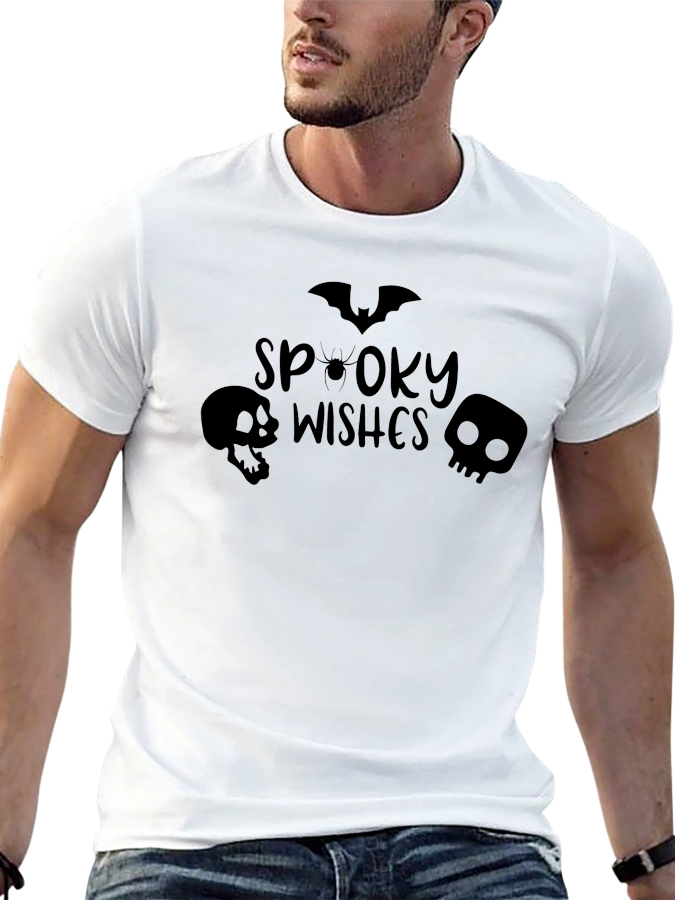 Spooky Wishes Black T-Shirt - Halloween Graphic Tee