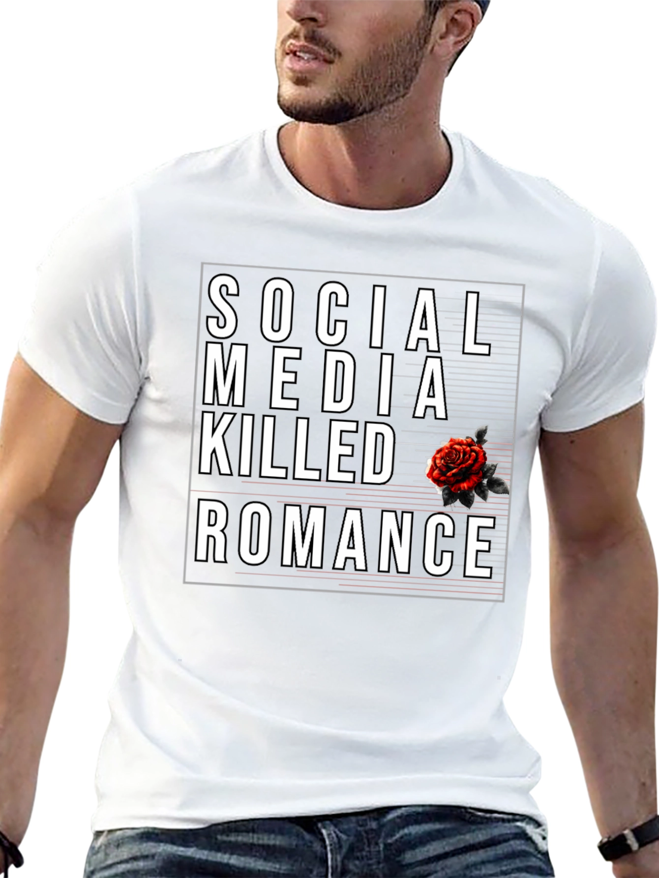Social Media Killed Romance Black Graphic Tee