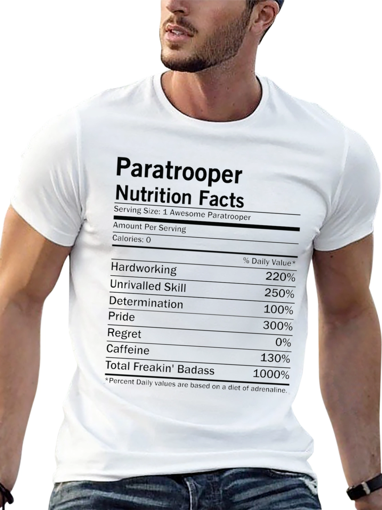 Paratrooper Nutrition Facts Graphic T-Shirt