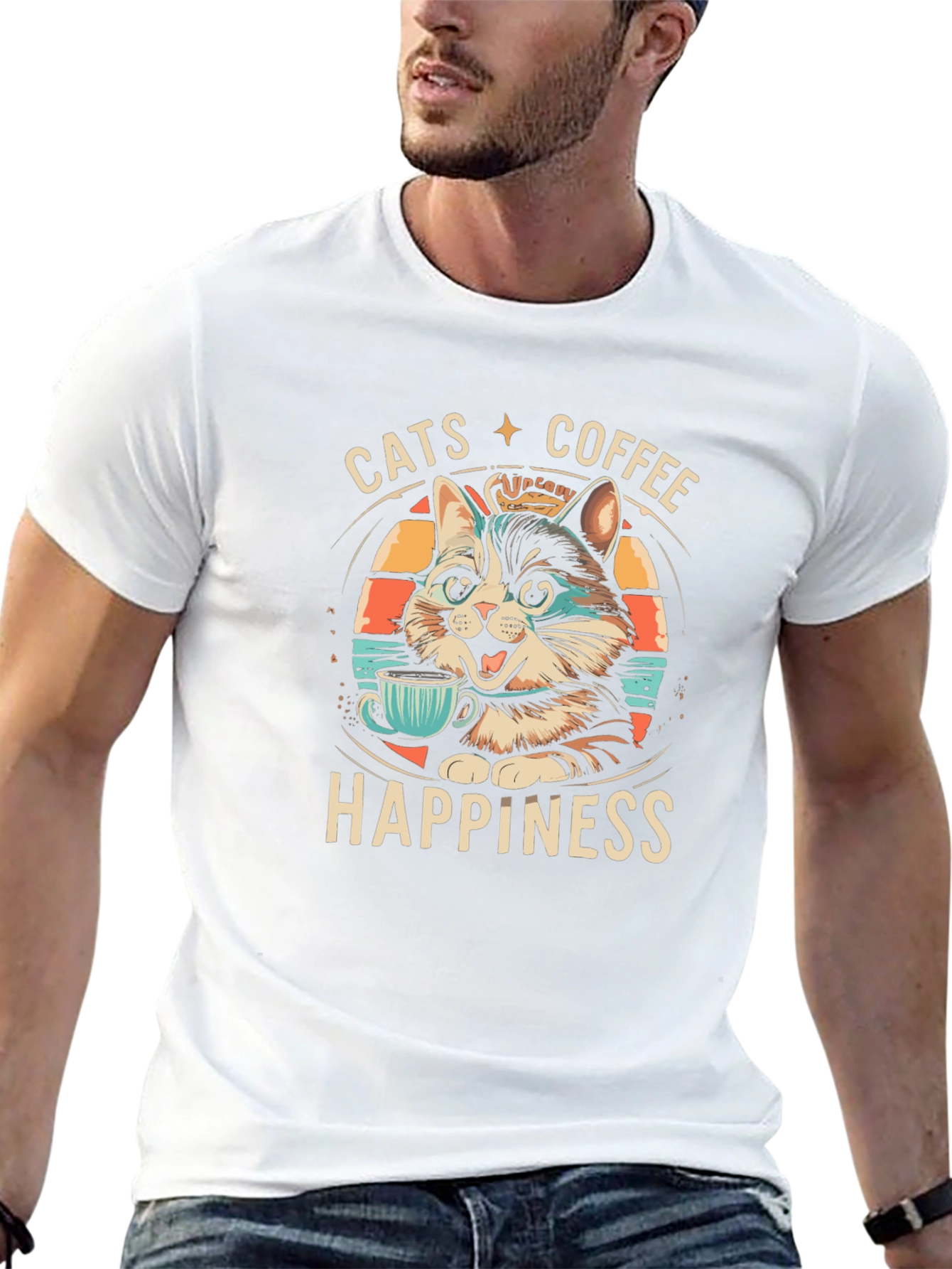 Cats Coffee Happiness Graphic Tee