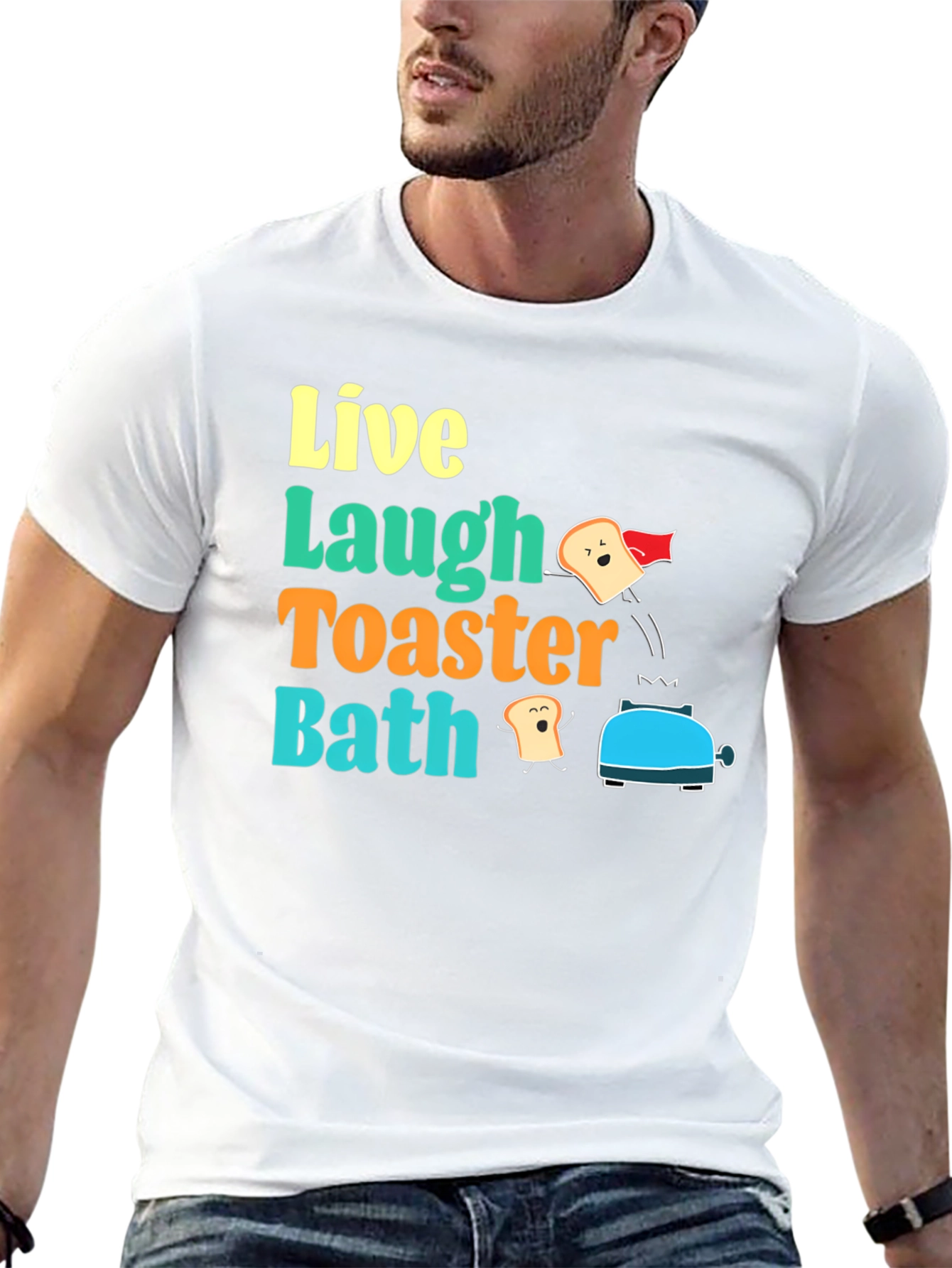Live Laugh Toaster Bath Graphic T-Shirt