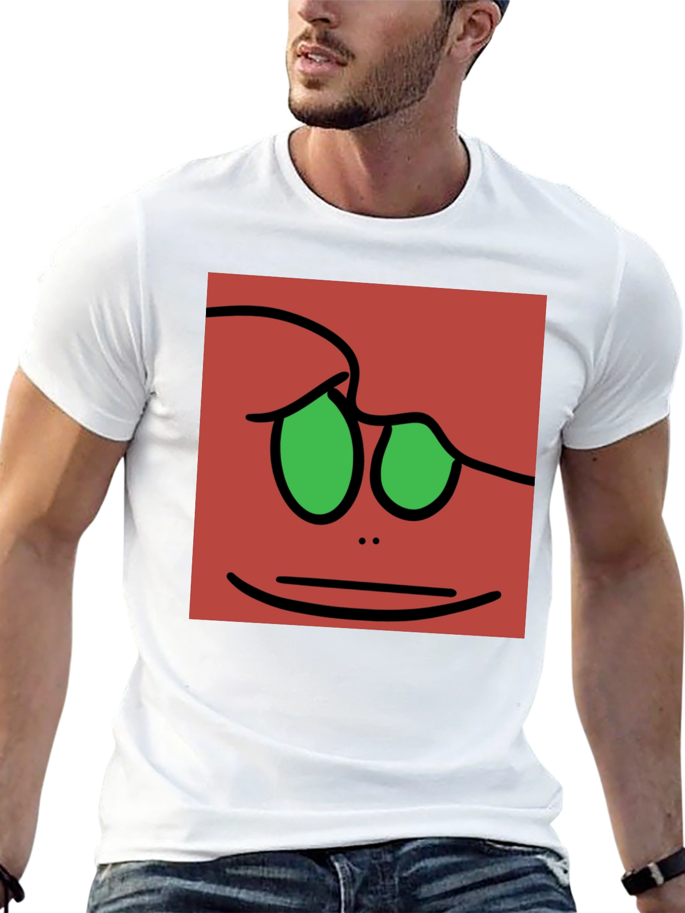 Fun Cartoon Face Graphic Tee - Black