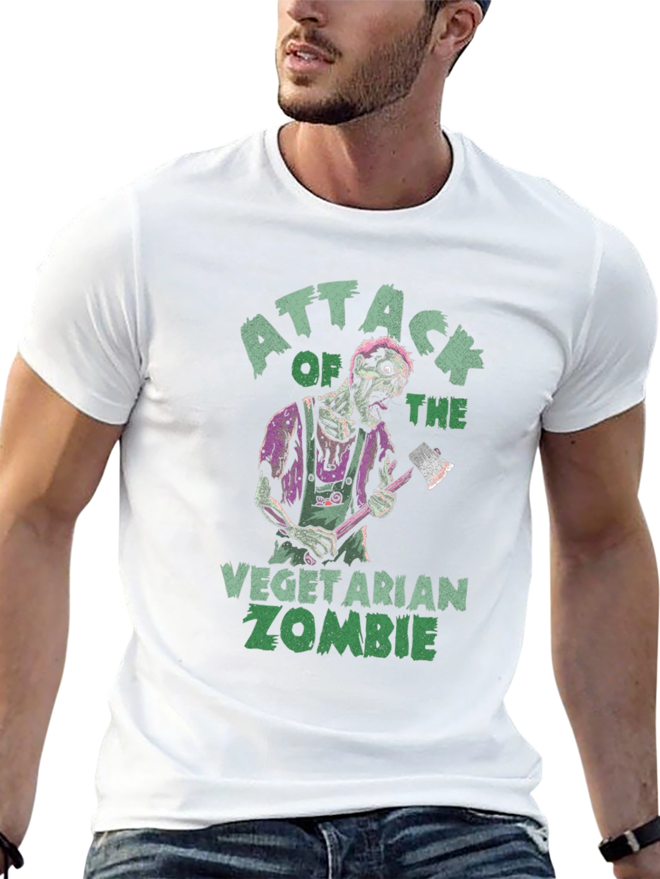 Vegetarian Zombie Attack Graphic T-Shirt