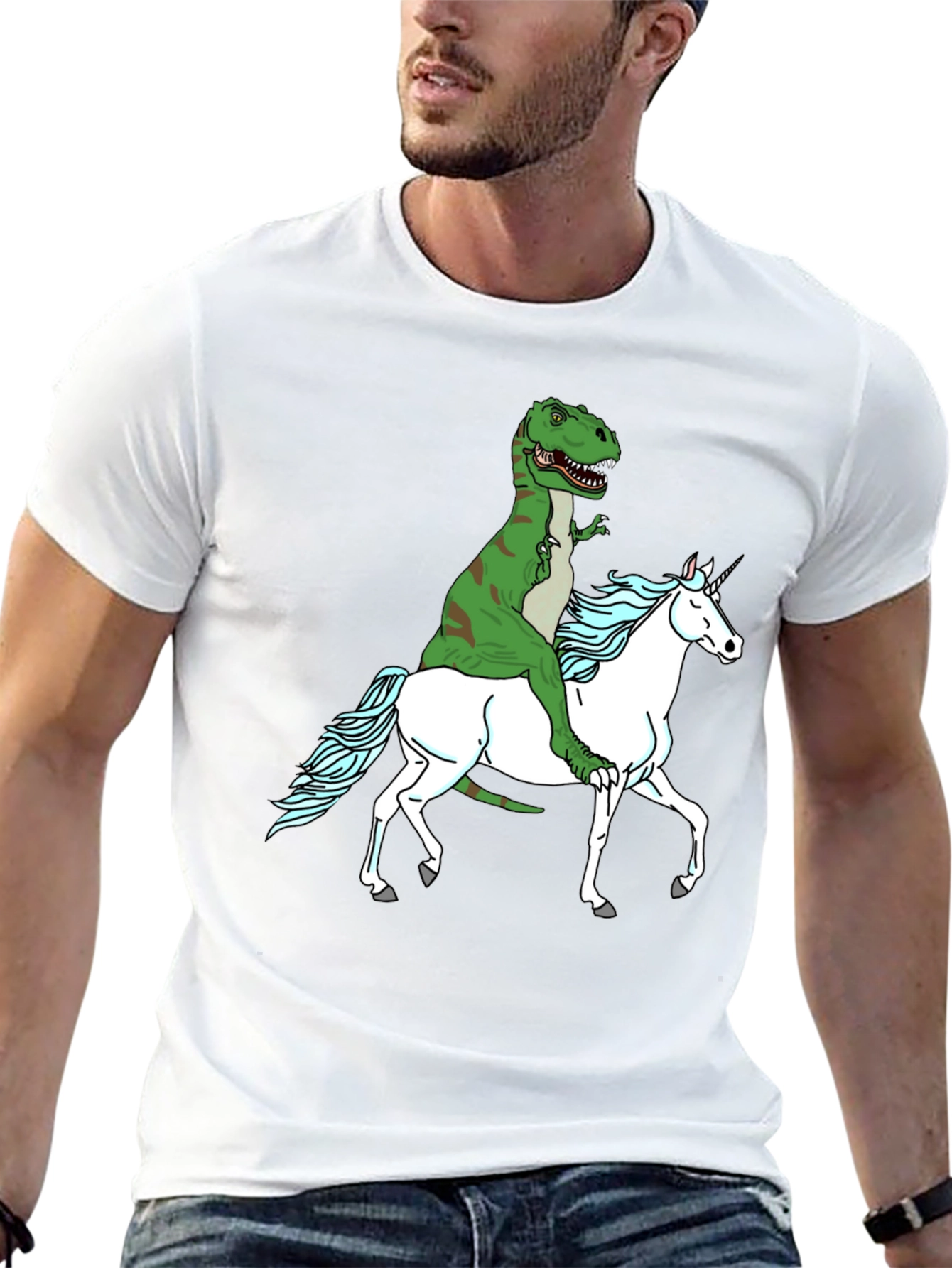 Dino Riding Unicorn Graphic Tee