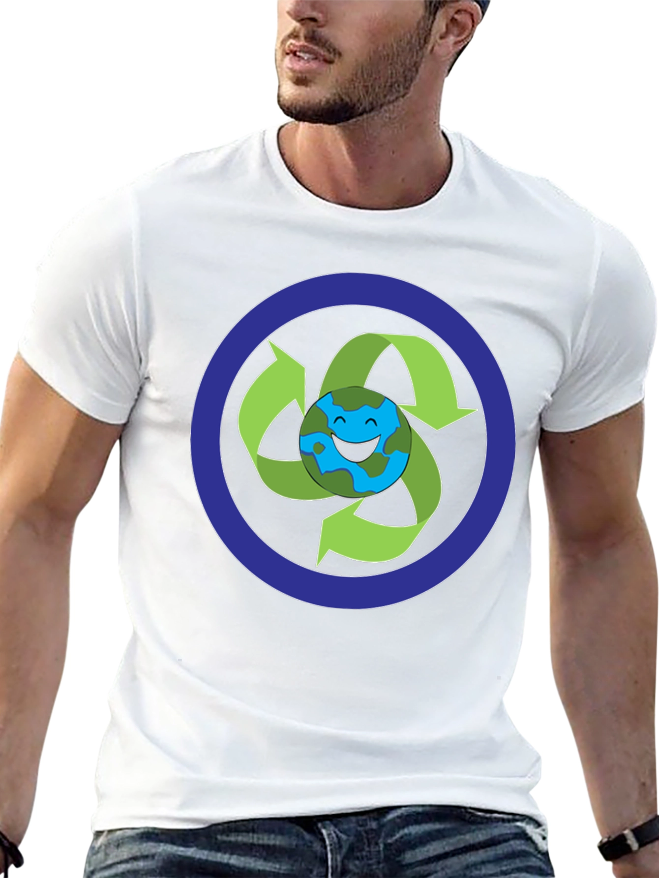 Eco-Friendly Earth Recycle Graphic T-Shirt