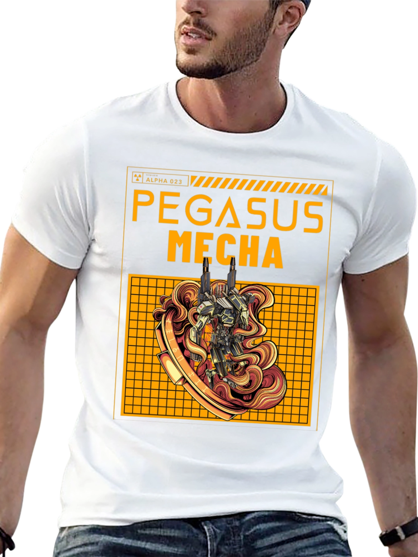 Pegasus Mecha Graphic Tee - Sci-Fi Robot T-Shirt