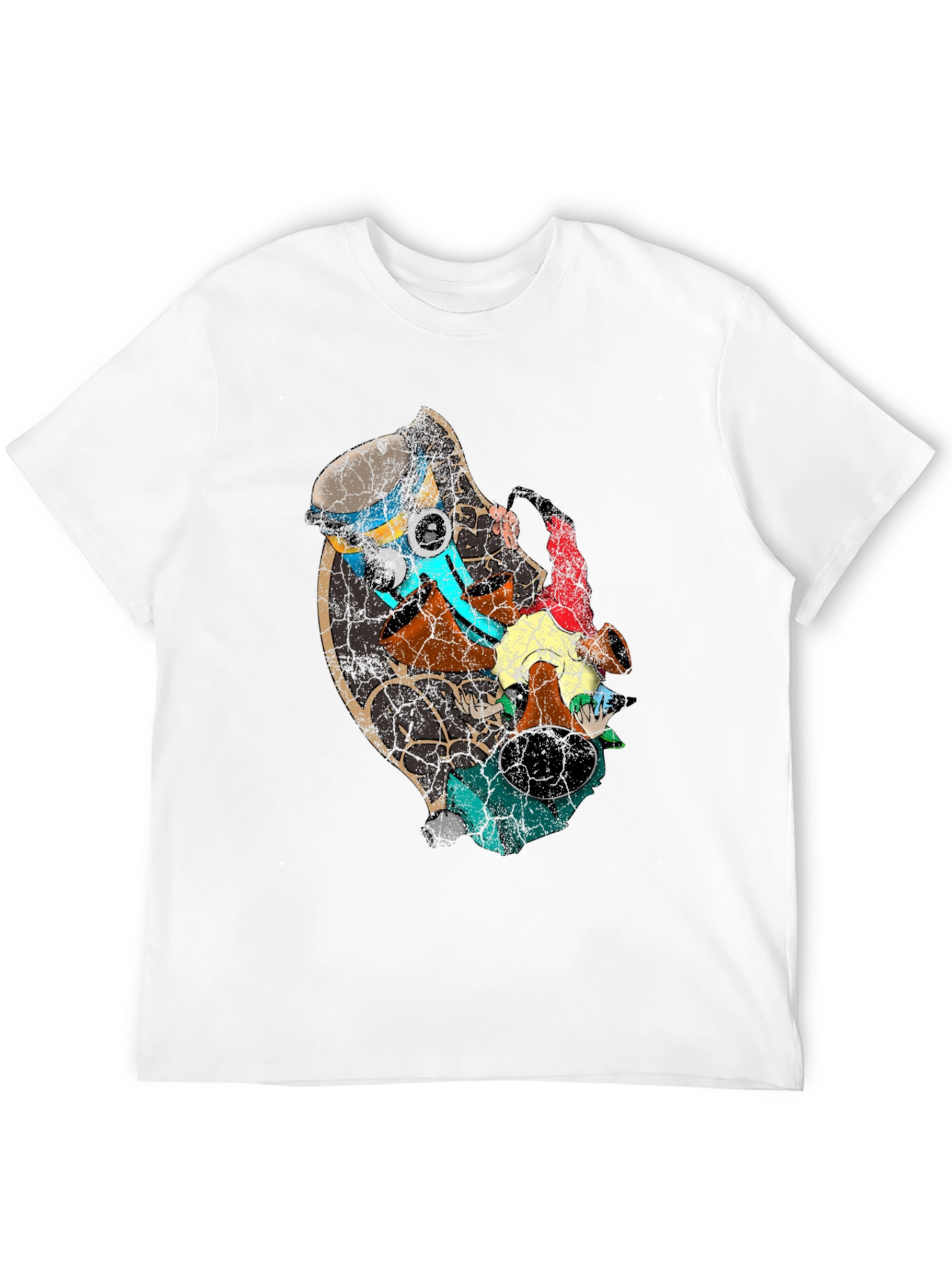 Distressed Abstract Graphic Print Black T-Shirt
