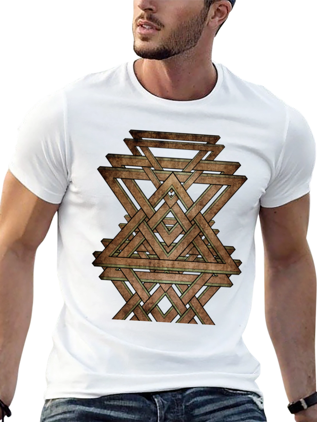 Geometric Woven Triangle Graphic T-Shirt