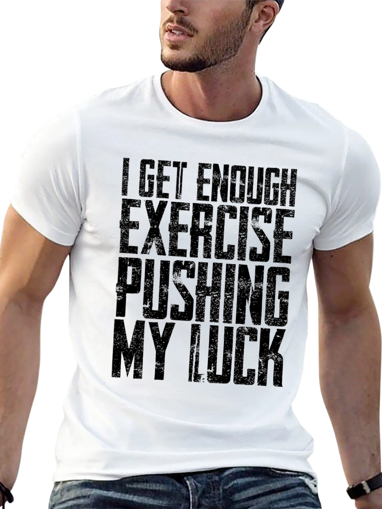 Funny Exercise Pushing My Luck Graphic T-Shirt